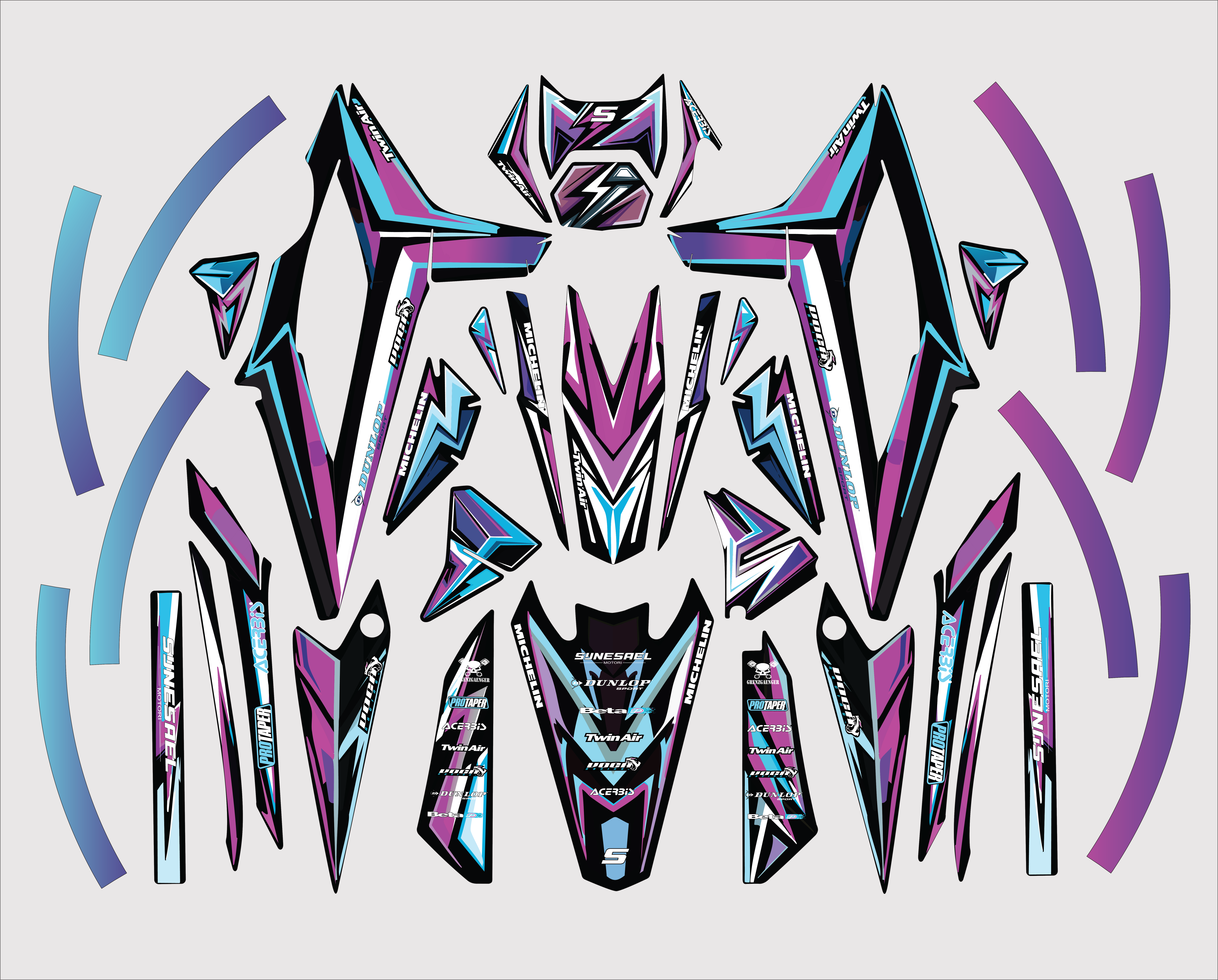 Blue & Pink Graphic Kit | Full Body Kit | Beta RR 50 2021+ Multiple colors