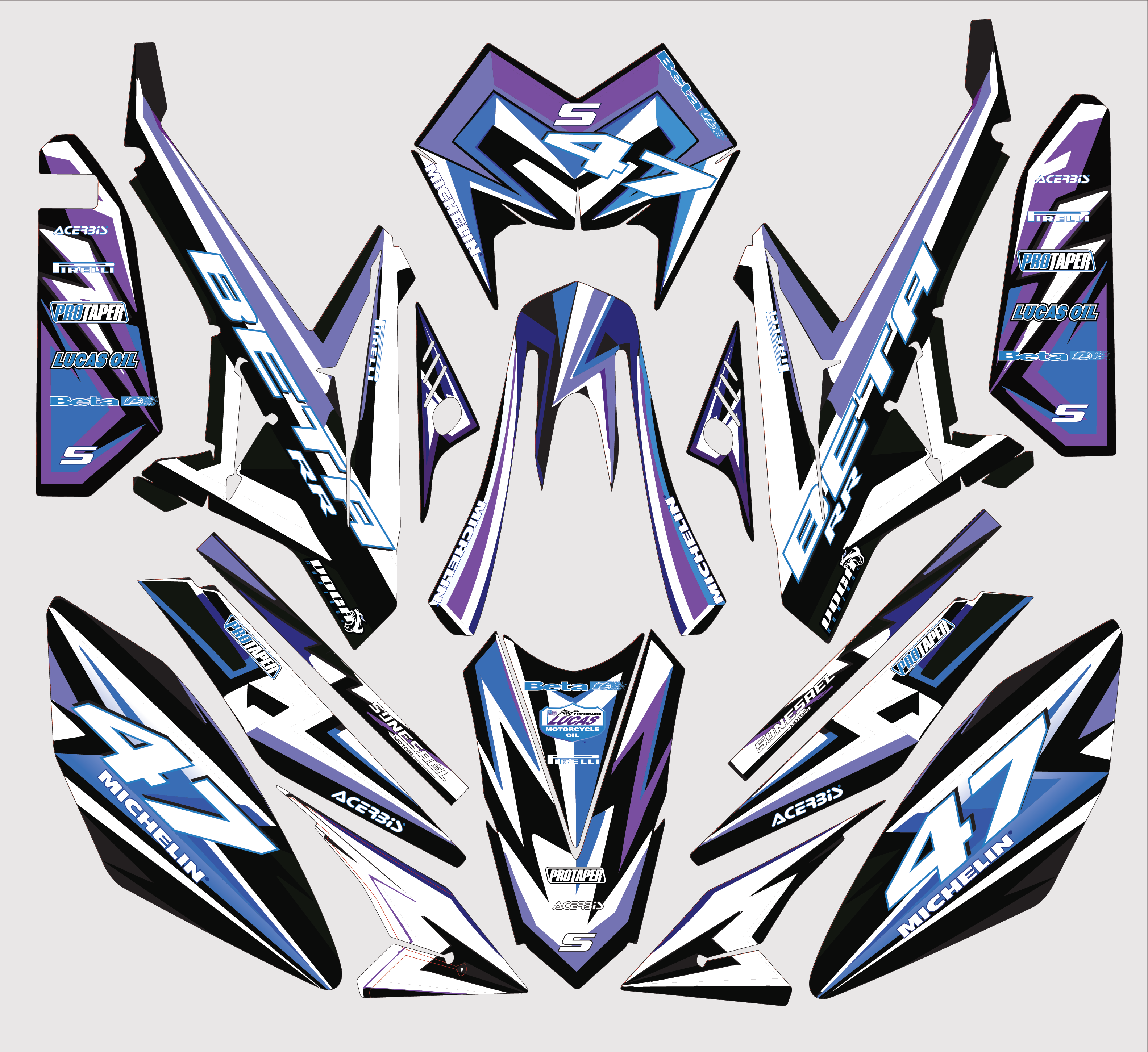 Blue & White Beta RR50 Graphic Kit | 2011-2020 