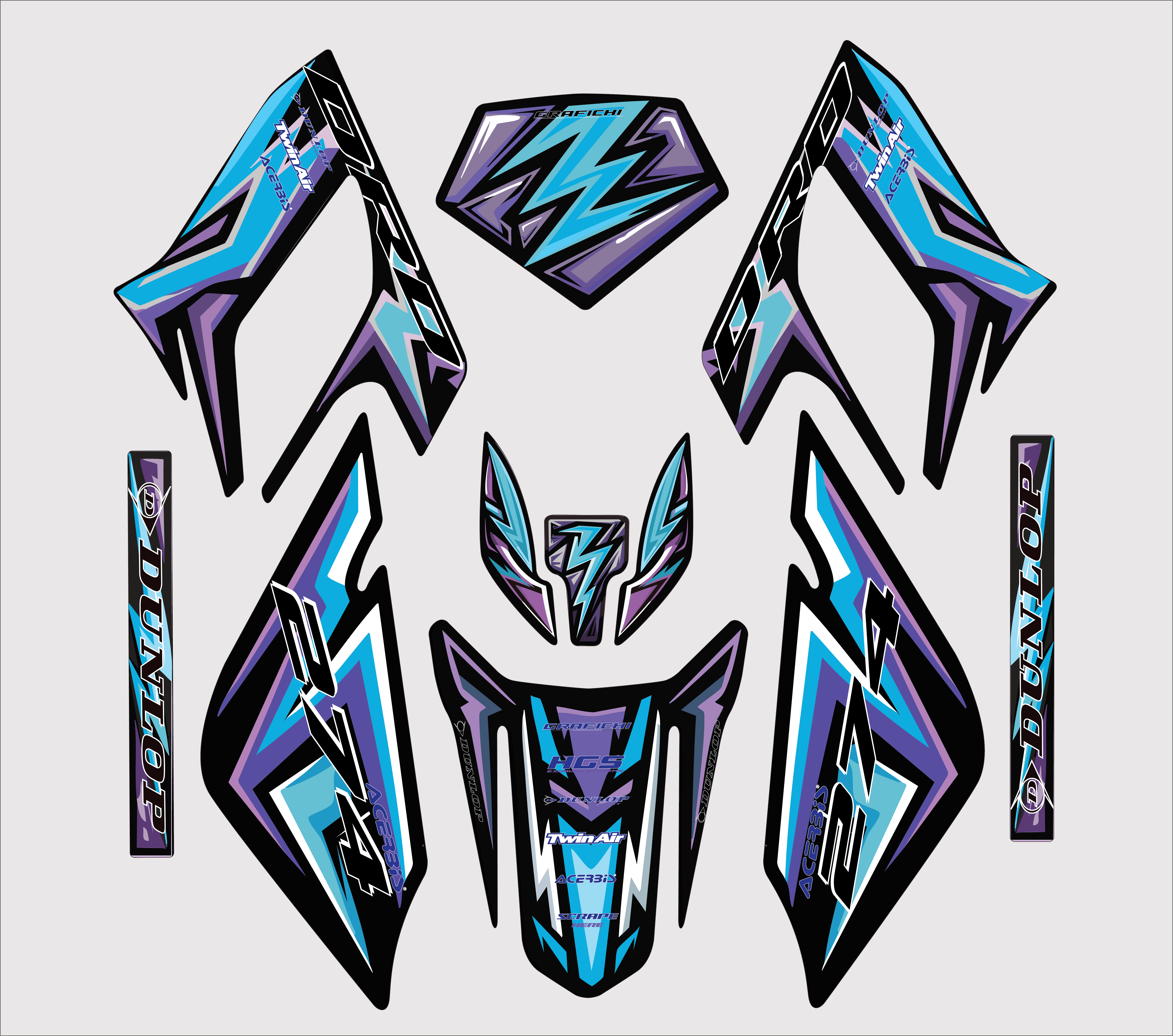 Blue & Purple Derbi DRD Racing Graphic Kit | 2004-2010 