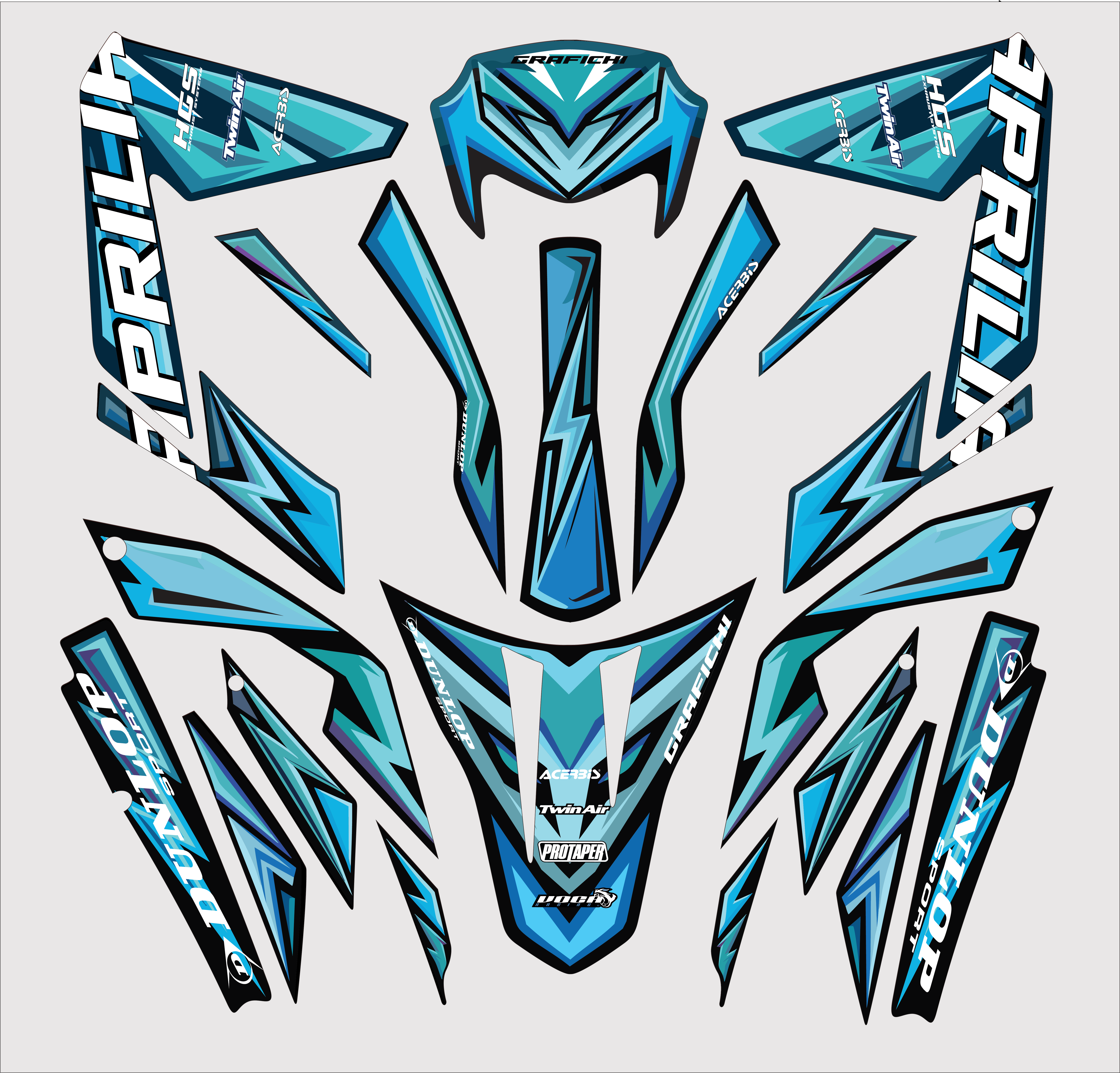 Blue Aprilia SX50/ RX50 Graphic Kit | 2011-2017