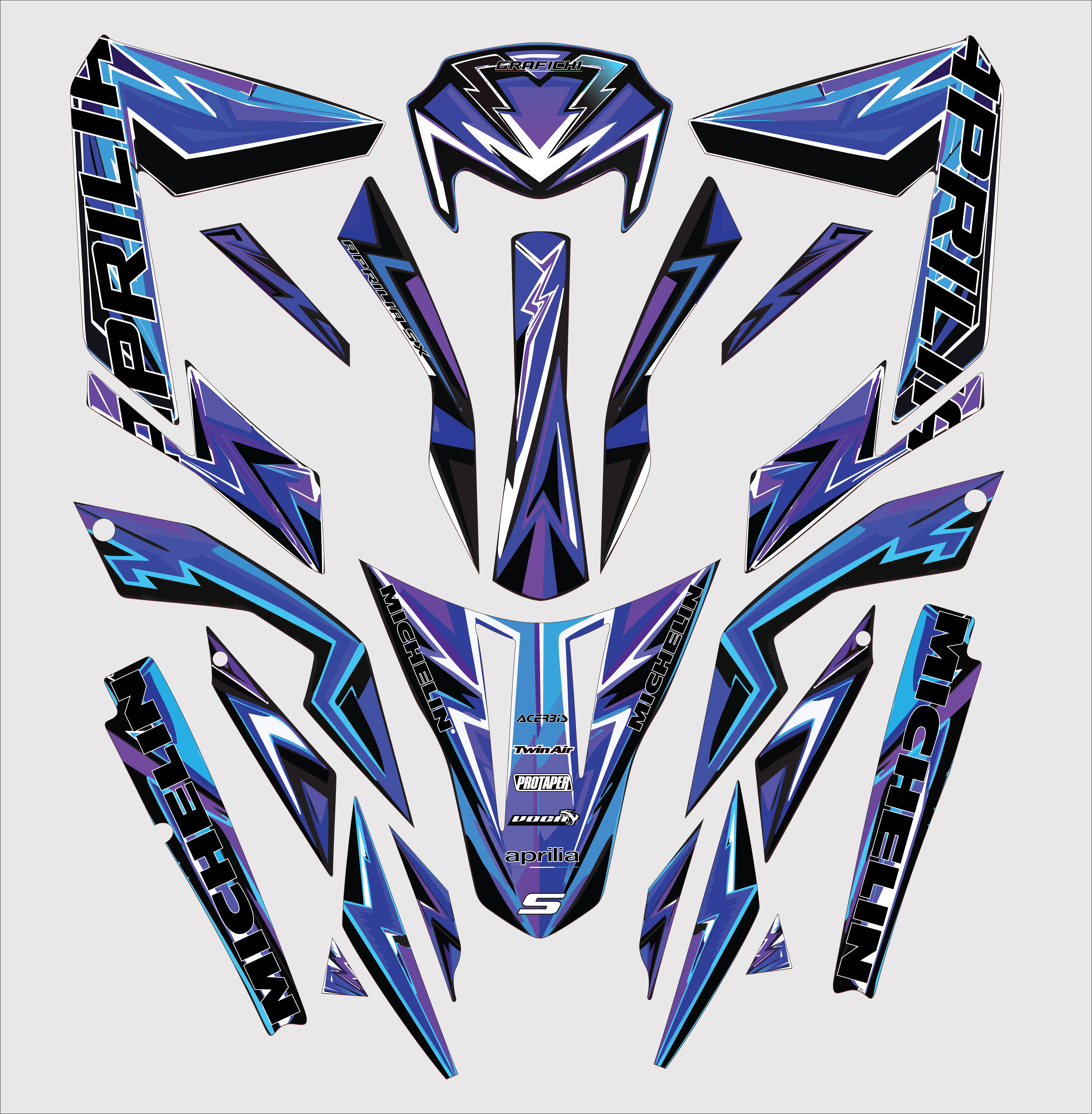 Blue Aprilia SX50/ RX50 Graphic Kit | 2011-2017