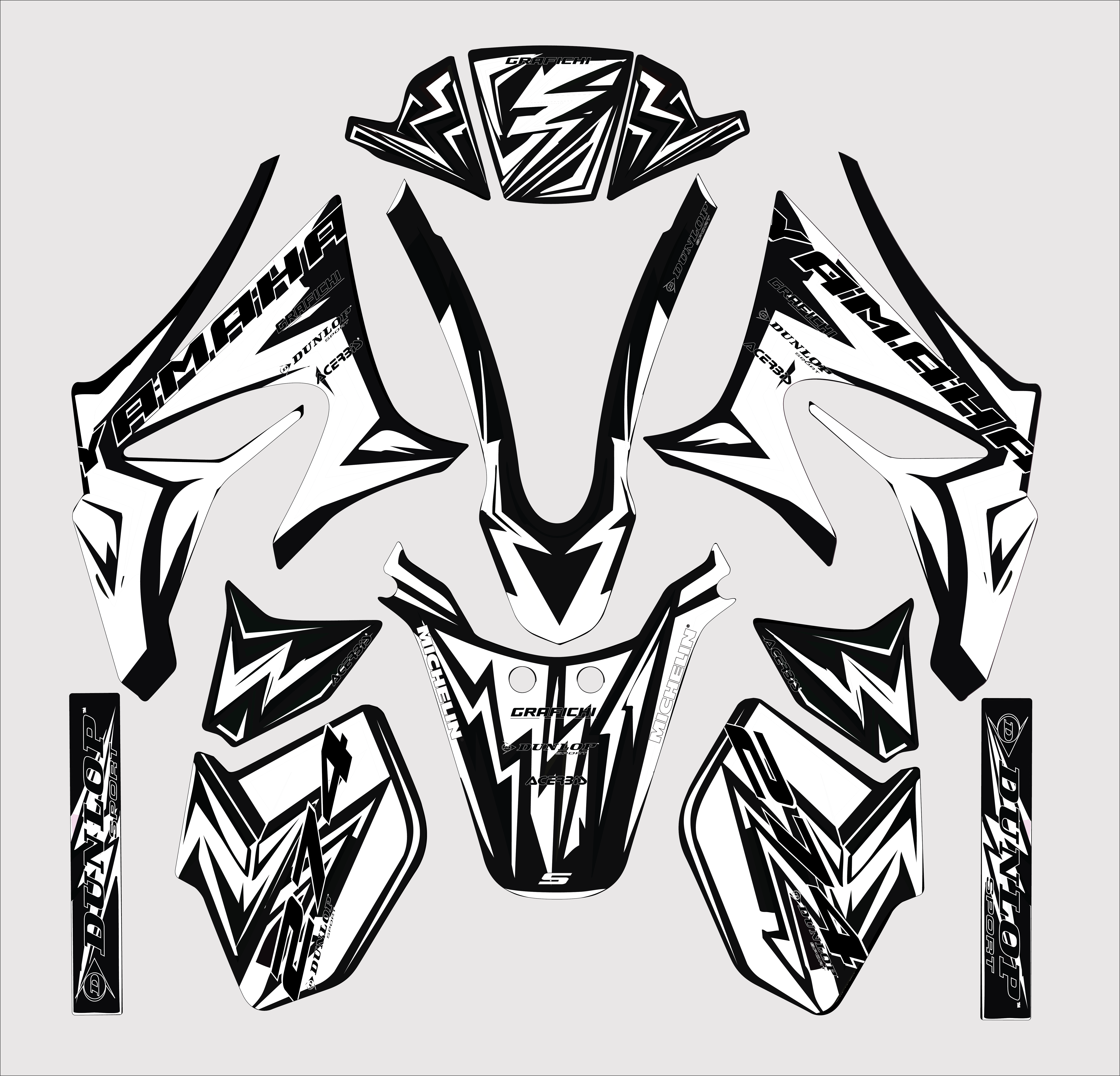 White Graphic Kit Yamaha DT50 | 2003+