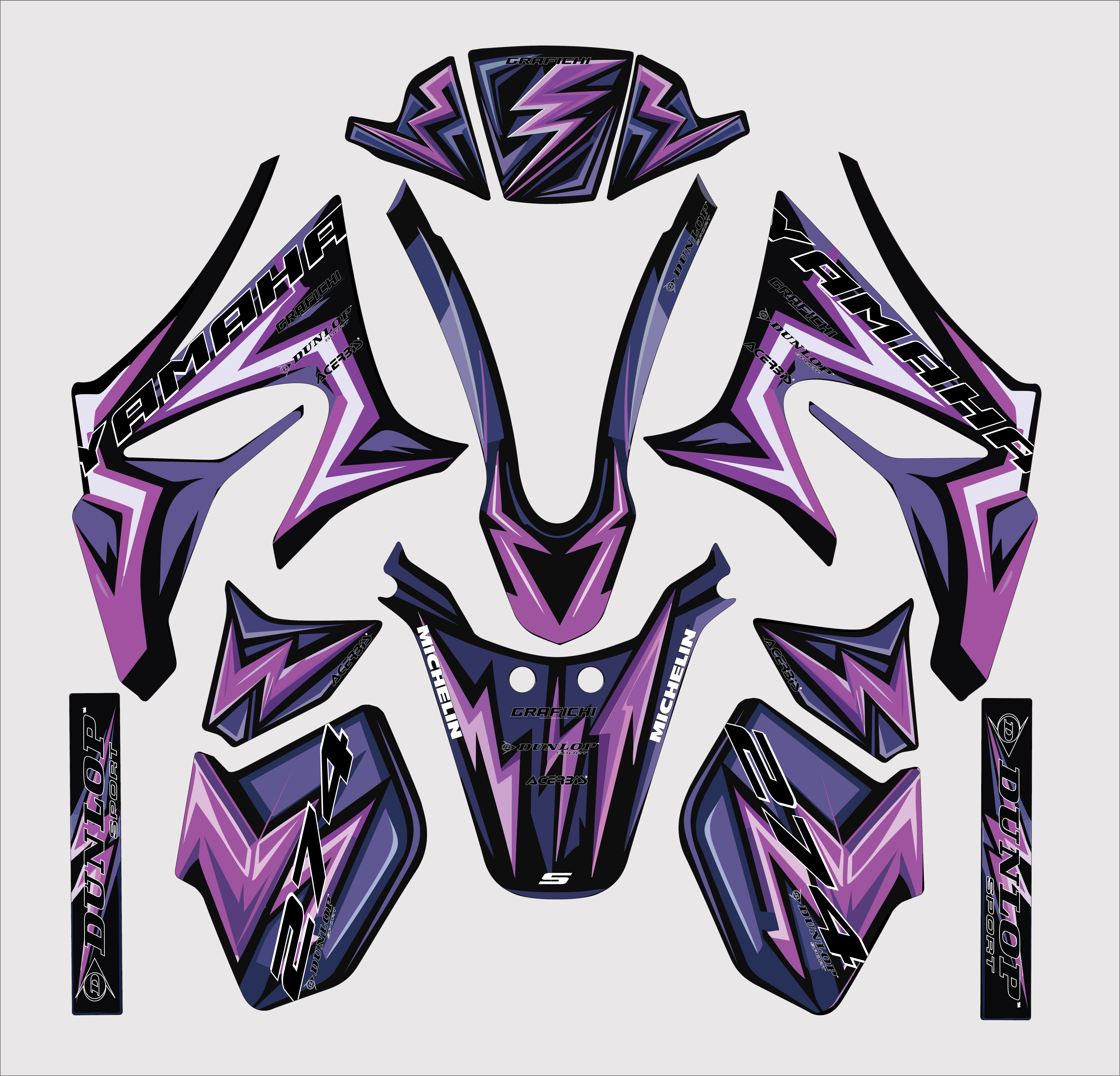 Purple Graphic Kit Yamaha DT50 | 2003+