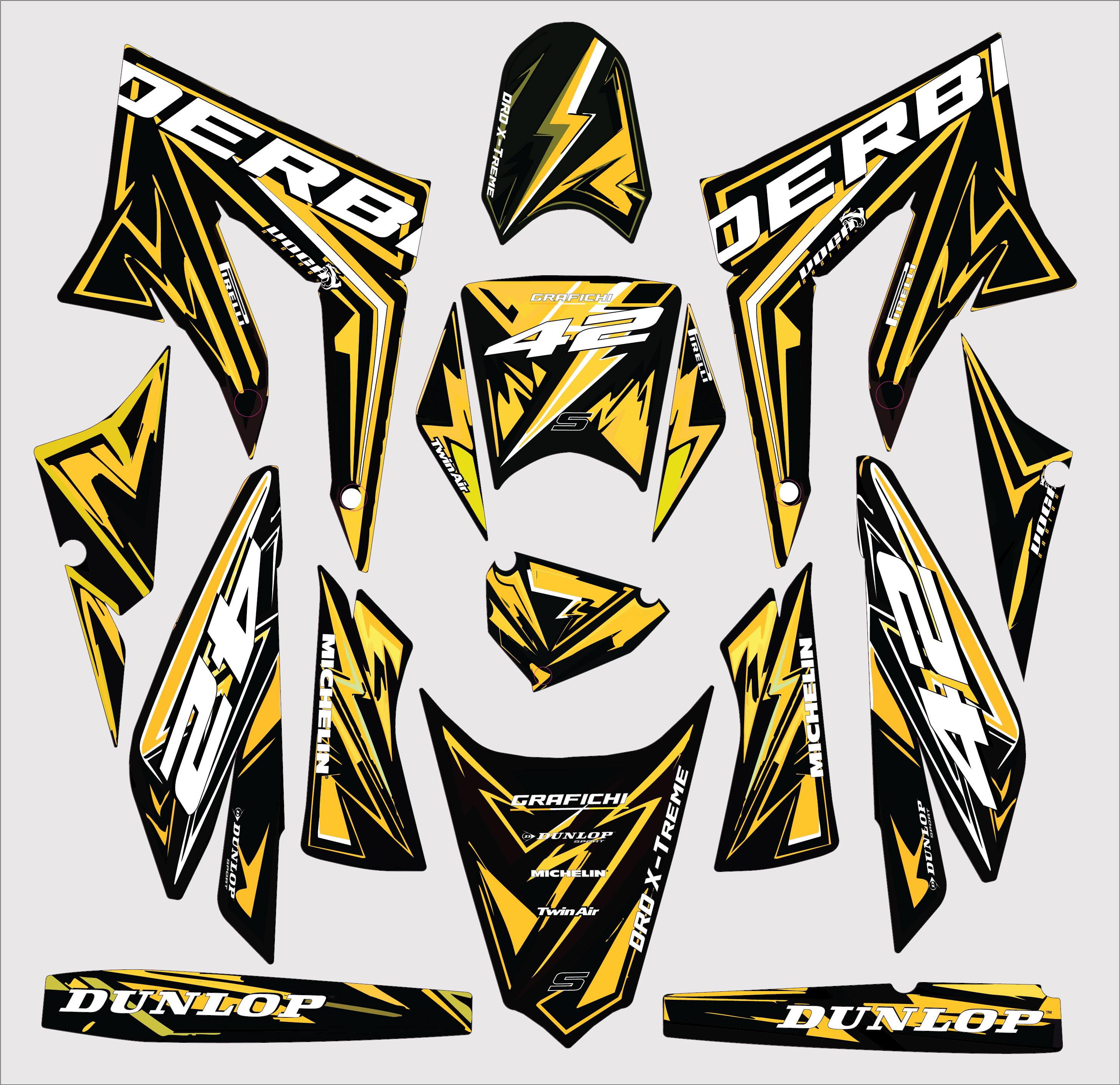 Yellow Graphic Kit Derbi DRD Xtreme | 2011-2017 