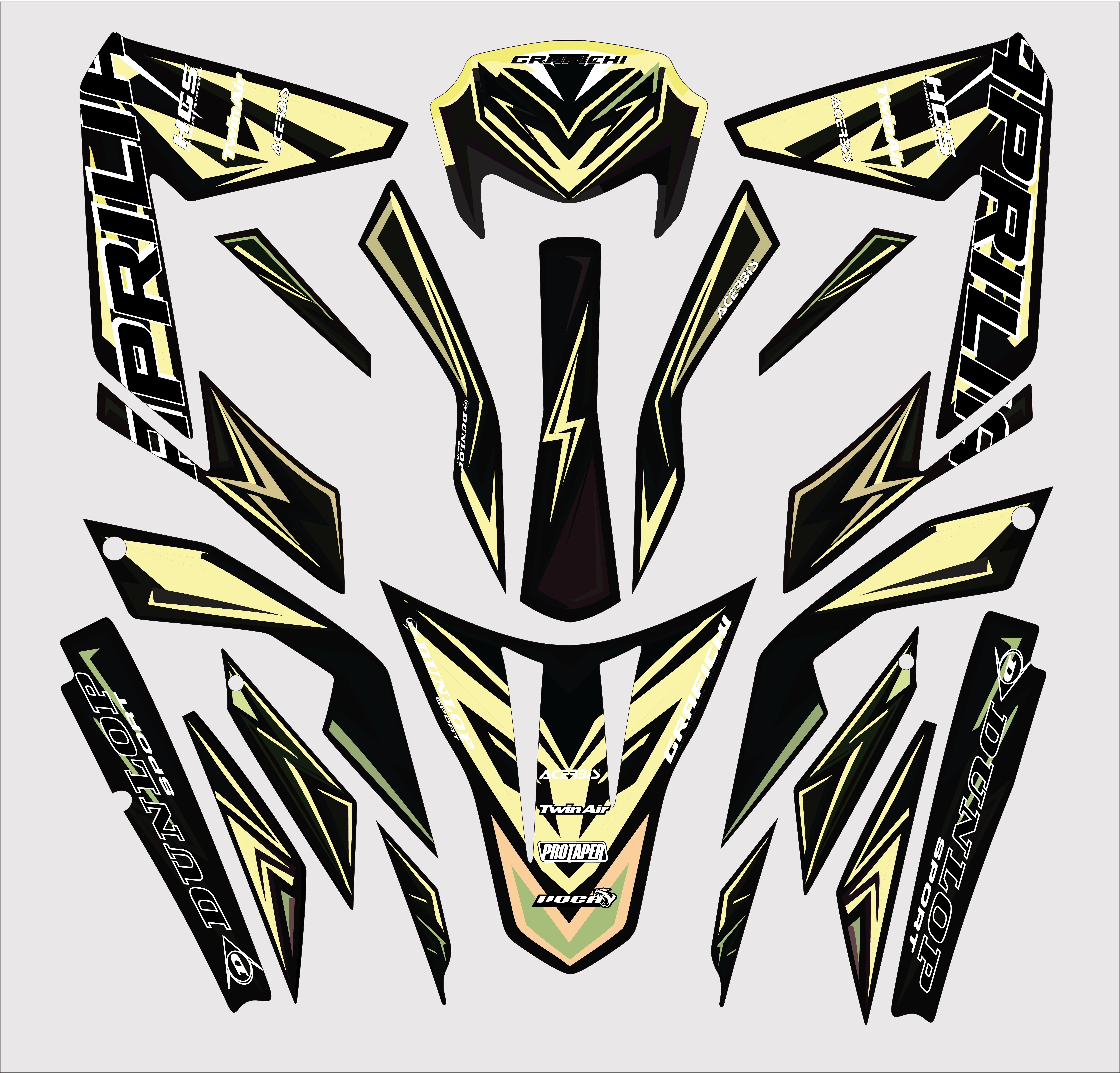 Yellow Aprilia SX50/ RX50 Graphic Kit | 2011-2017