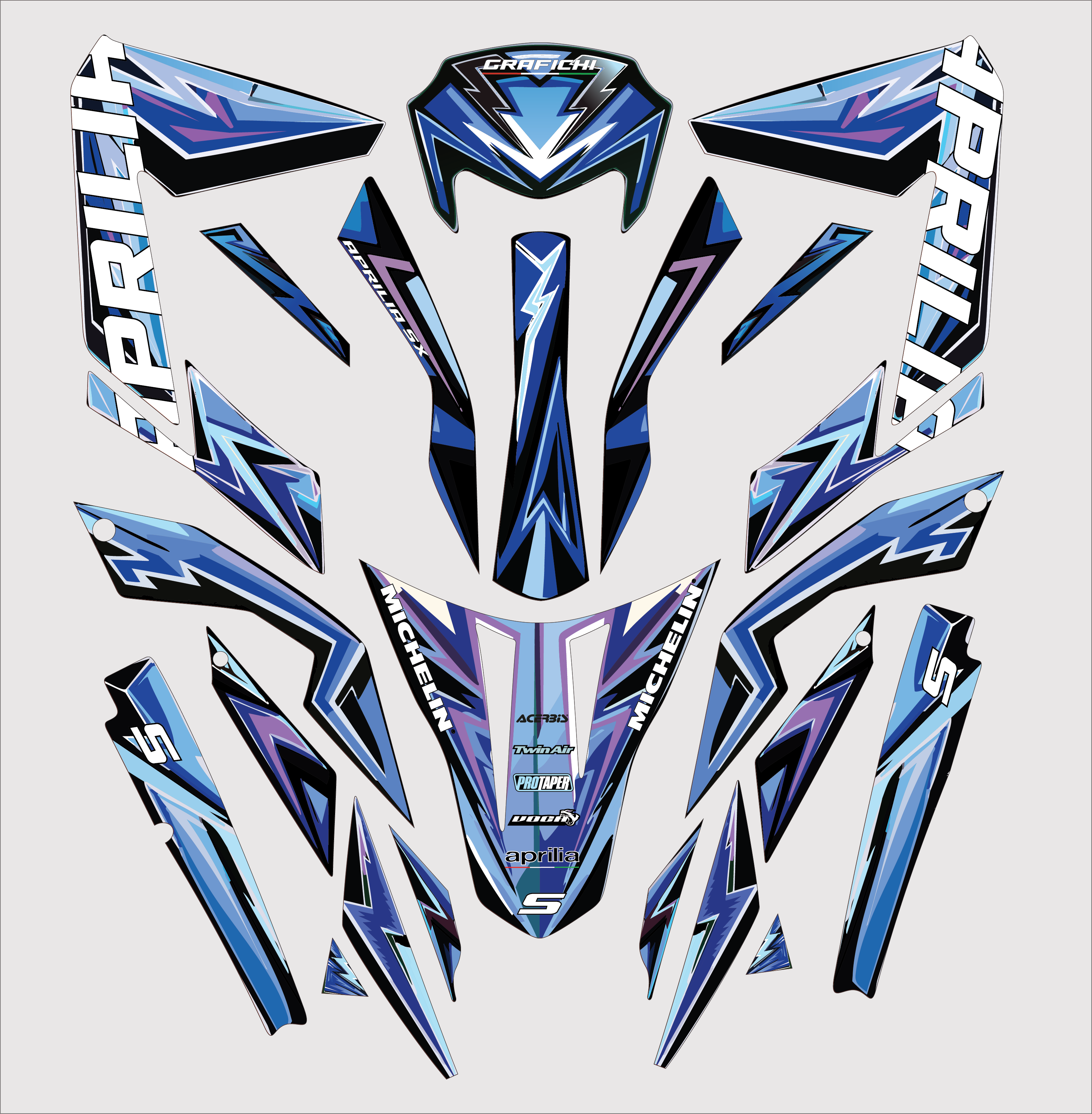 Blue Aprilia SX50/ RX50 Graphic Kit | 2011-2017