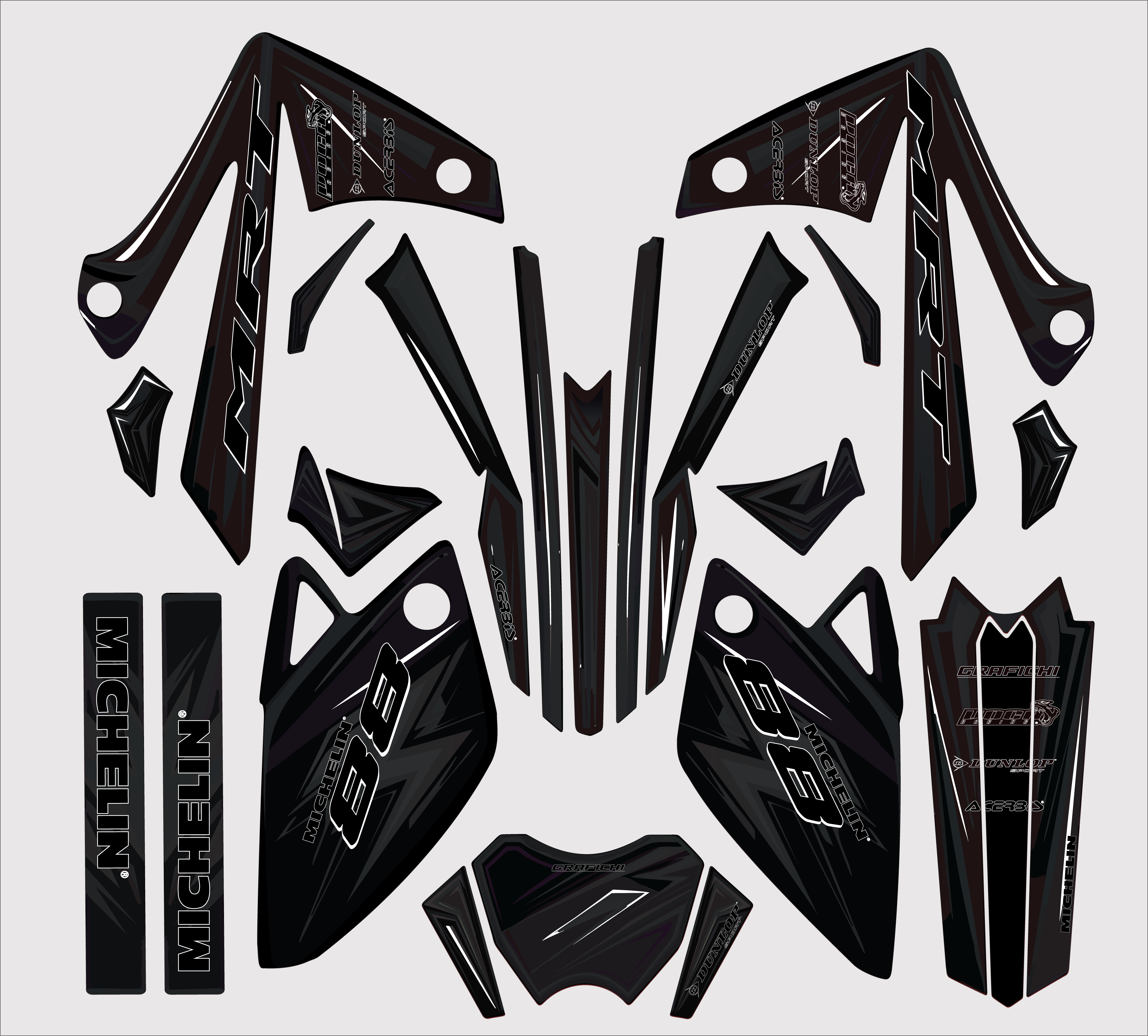 Black Graphic Kit | Rieju Mrt 50 | 2009-2021