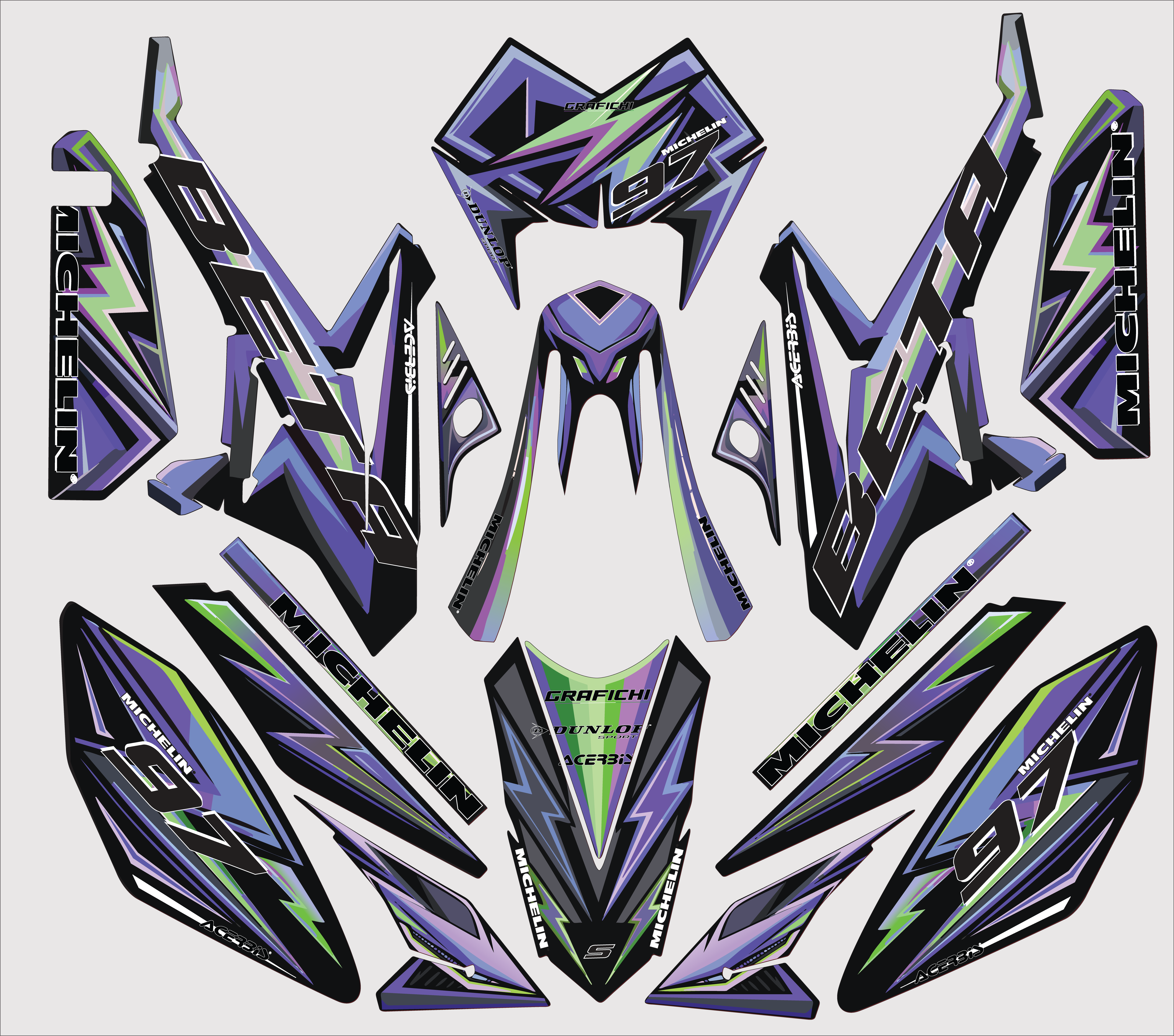 Purple & Green Beta RR50 Graphic Kit | 2011-2020 