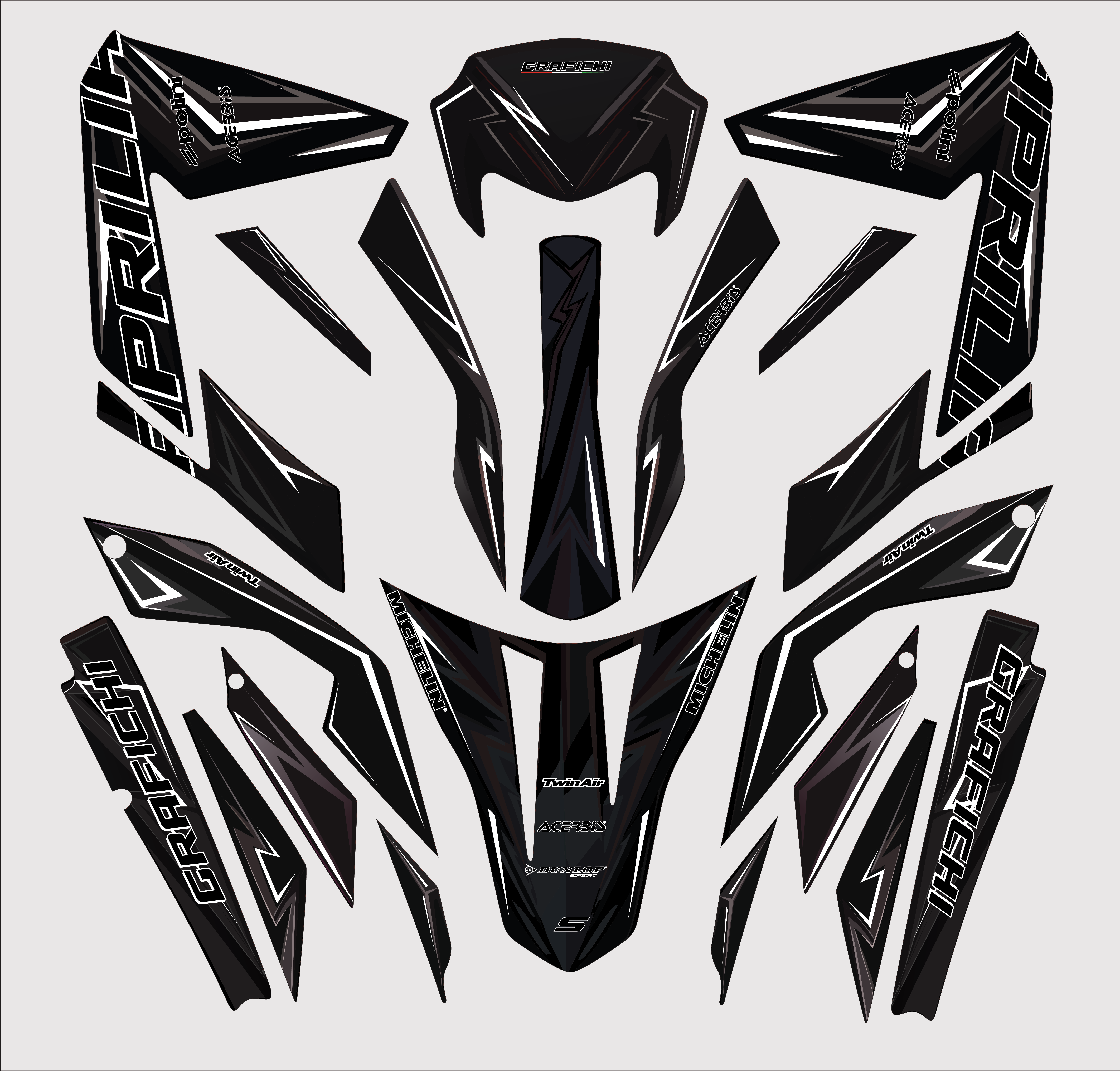 Black Aprilia SX50/ RX50 Graphic Kit | 2011-2017