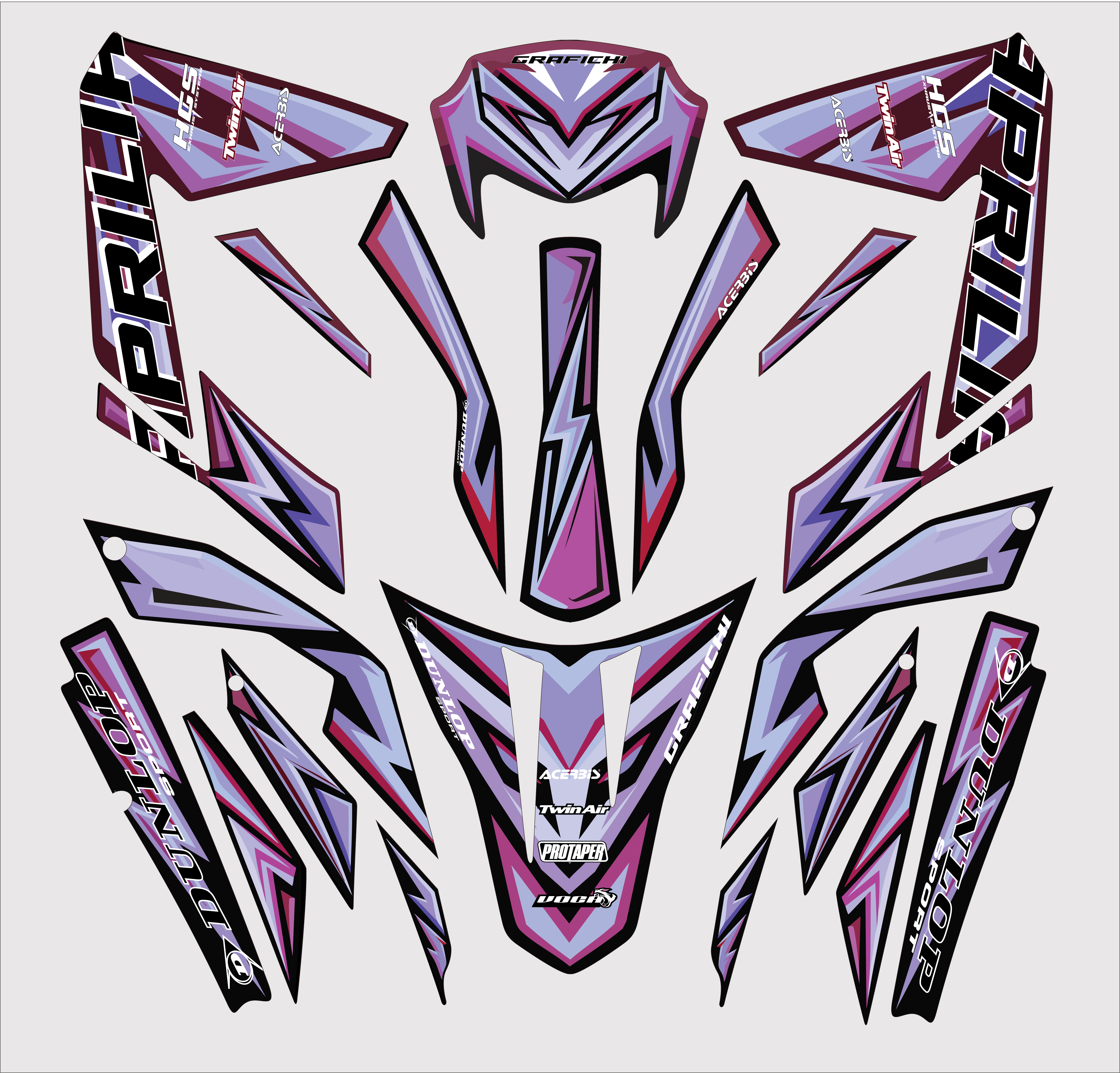 Purple Aprilia SX50/ RX50 Graphic Kit | 2011-2017