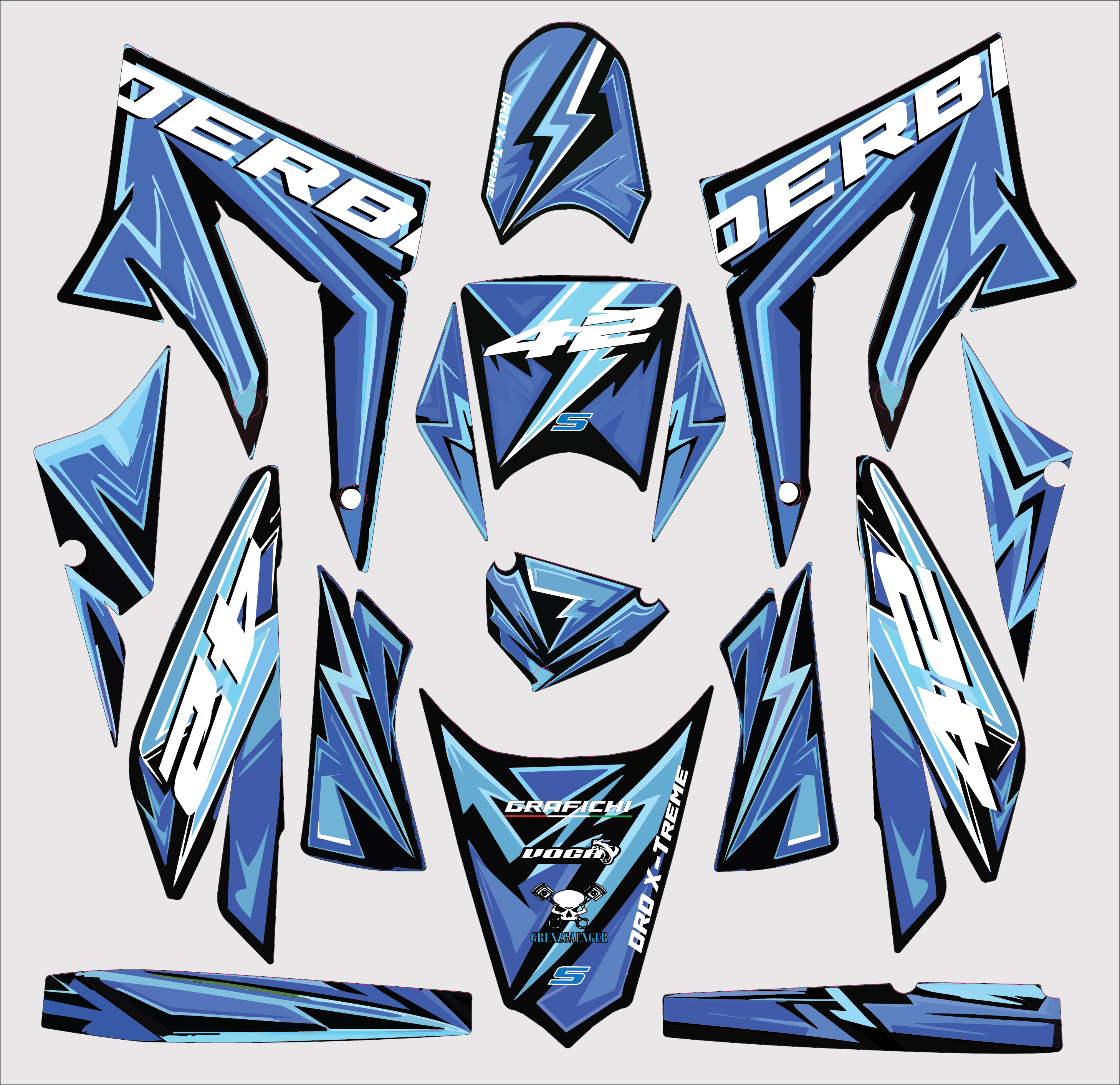 Blue Graphic Kit | Derbi DRD Xtreme | 2011-2017