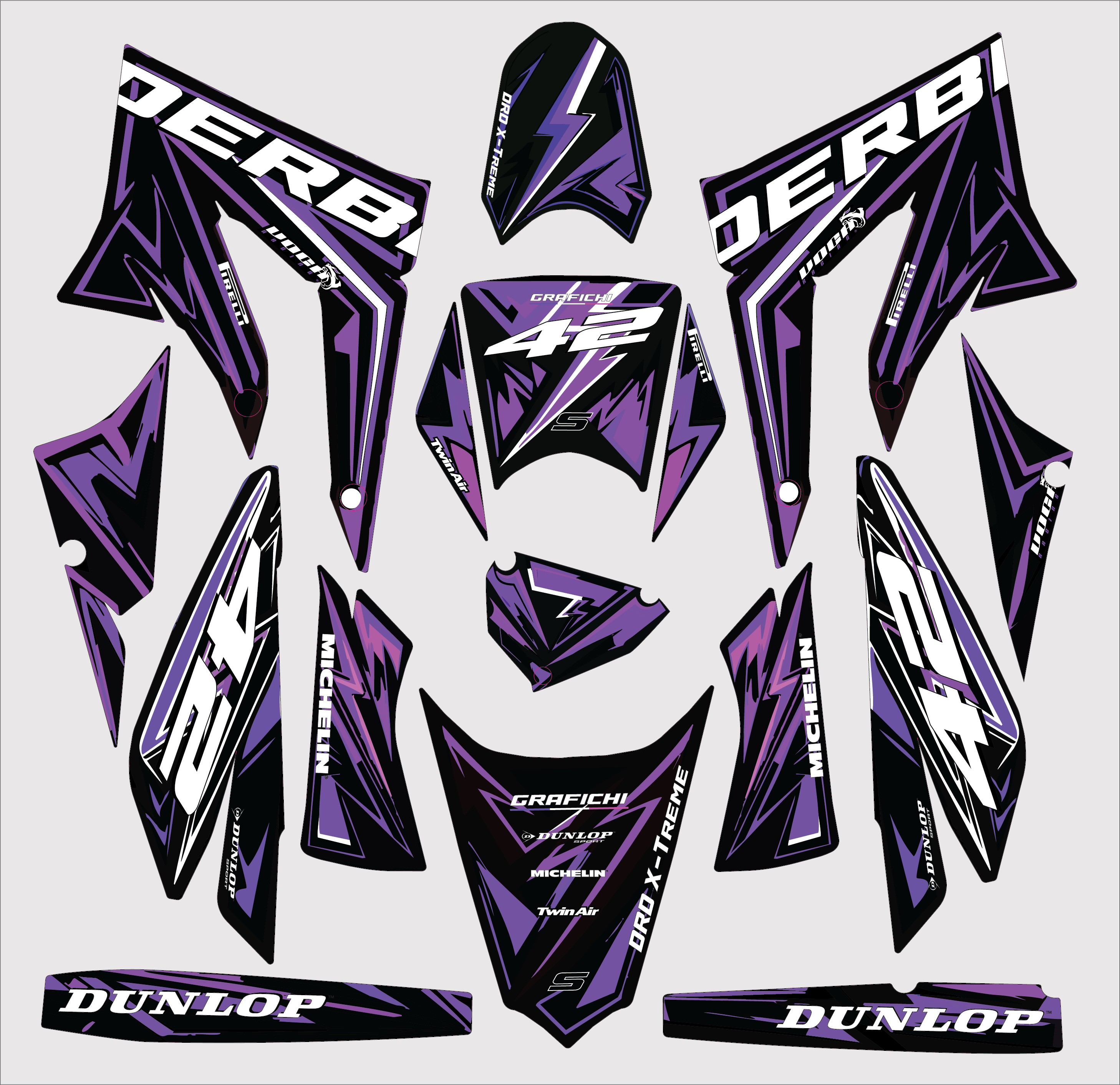 Purple Graphic Kit Derbi DRD Xtreme | 2011-2017 