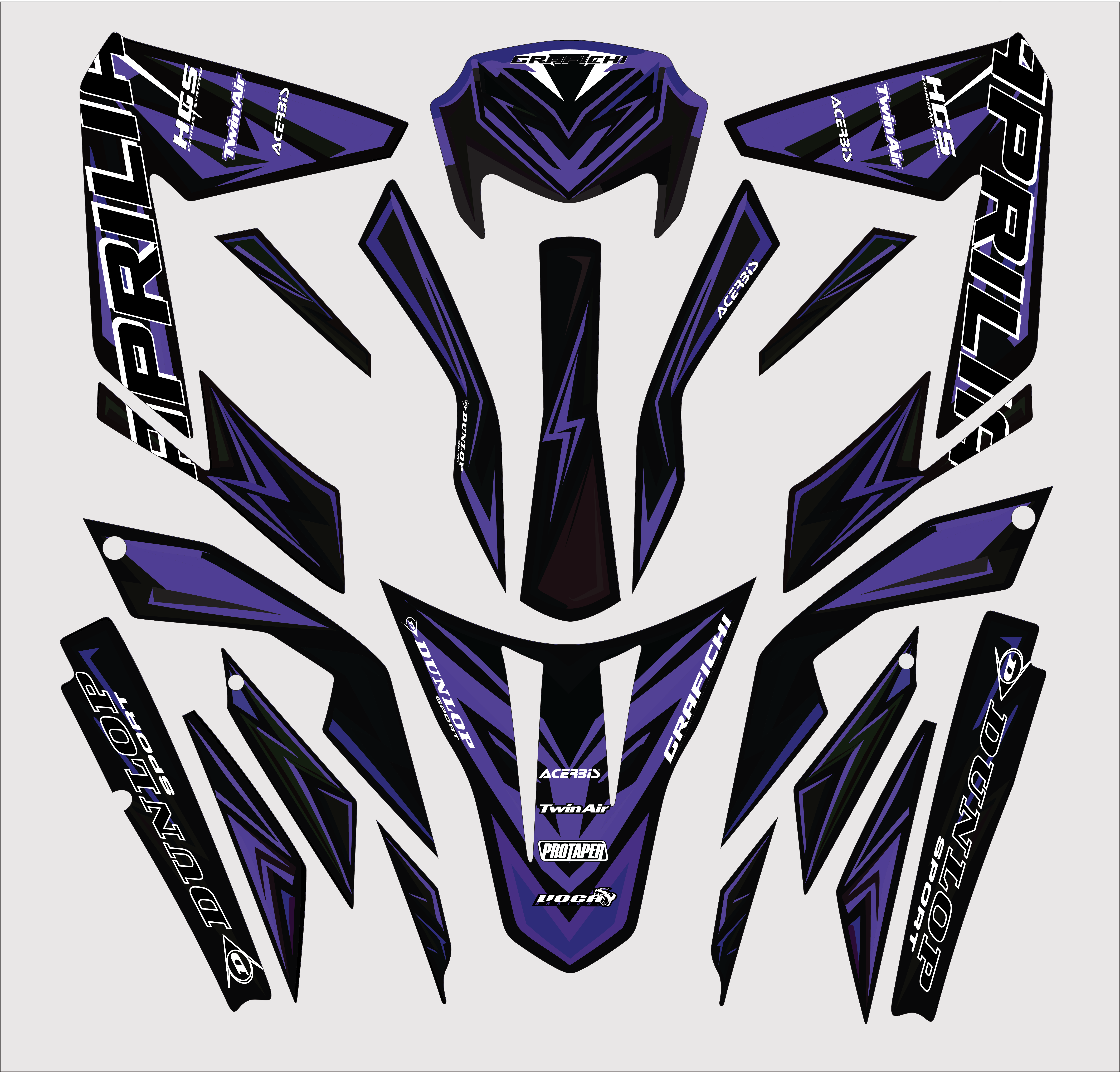 Dark Purple Aprilia SX50/ RX50 Graphic Kit | 2011-2017