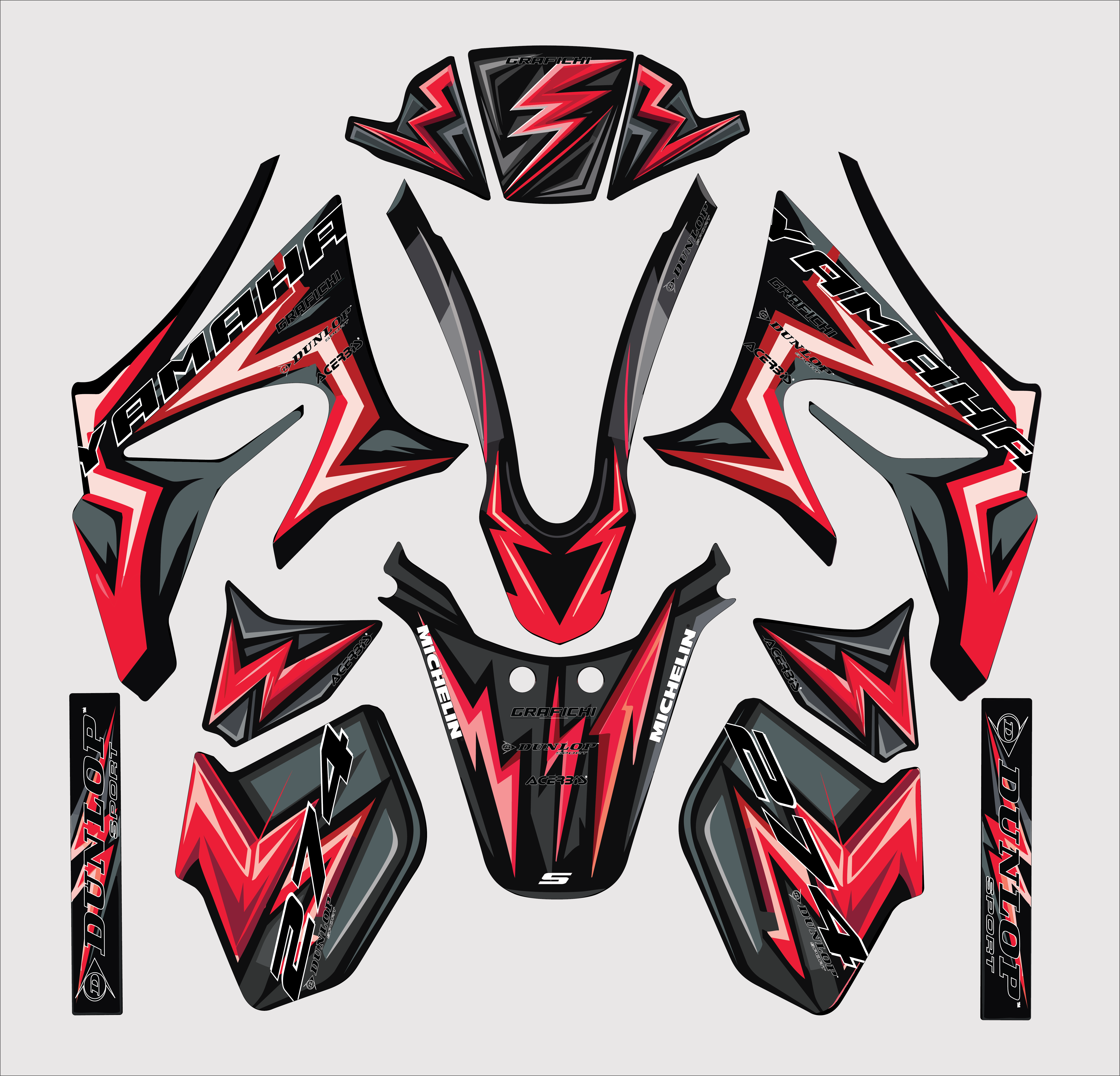 Red Graphic Kit Yamaha DT50 | 2003+