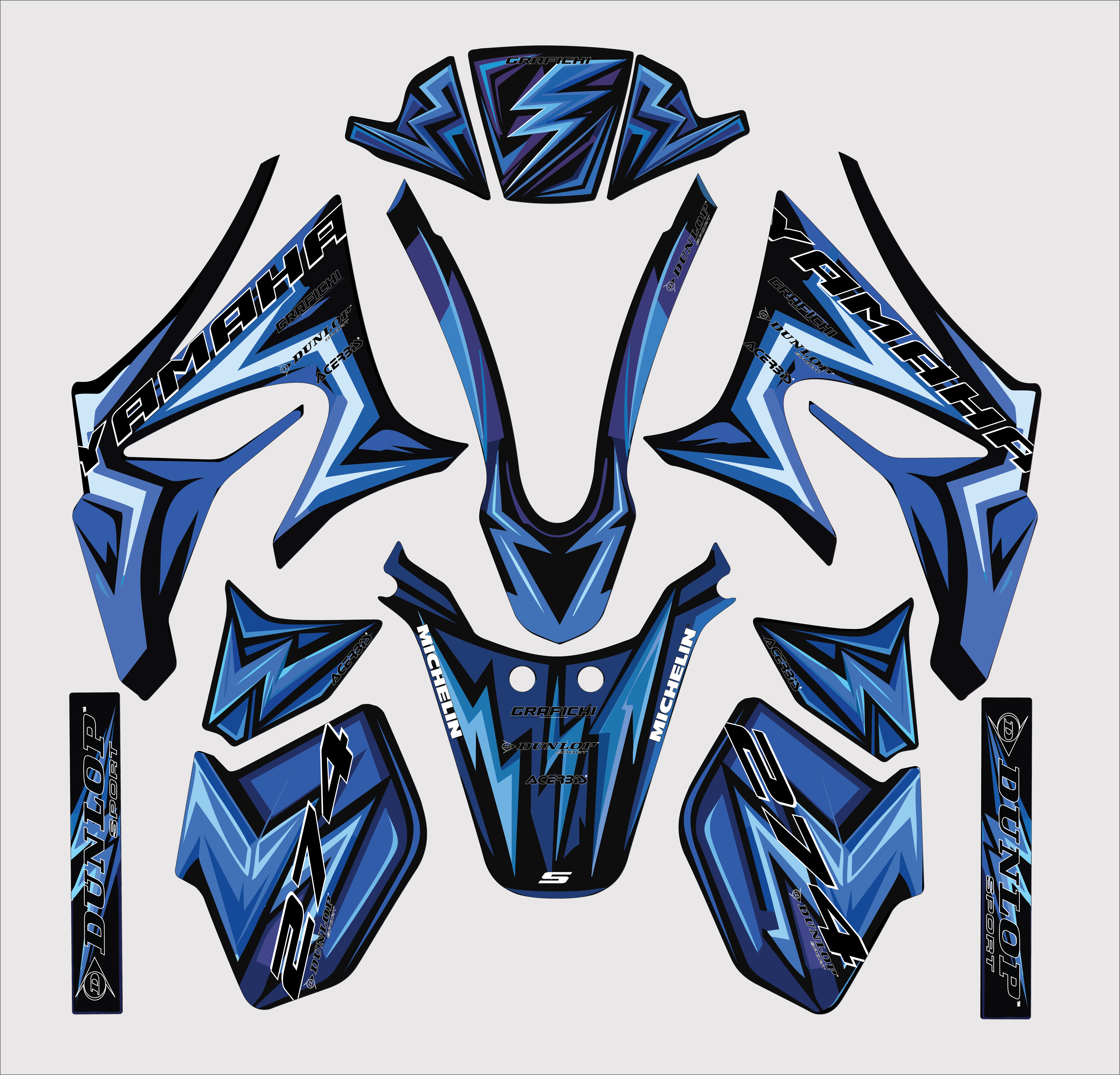 Blue Graphic Kit Yamaha DT50 | 2003+