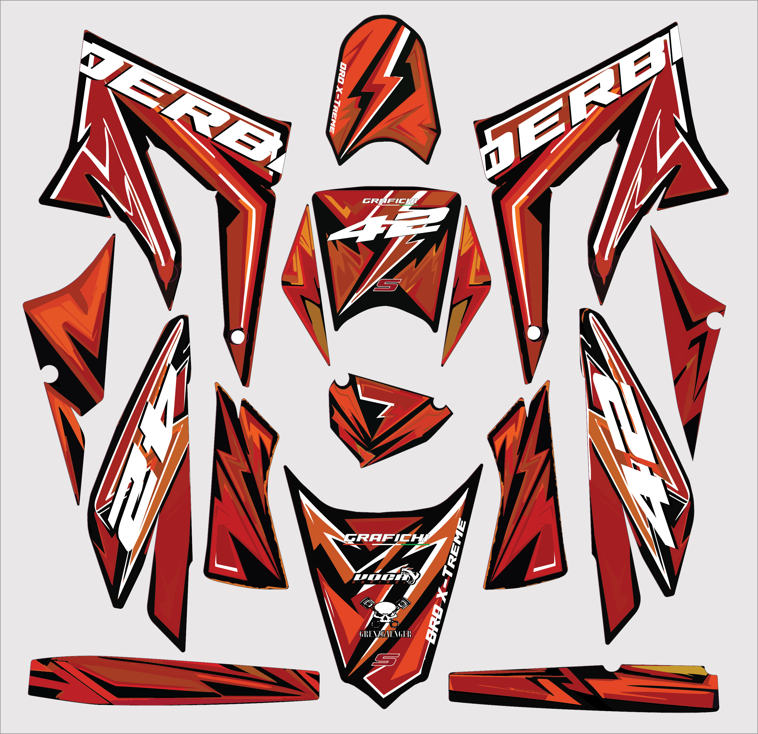 Red Graphic Kit | Derbi DRD Xtreme | 2011-2017