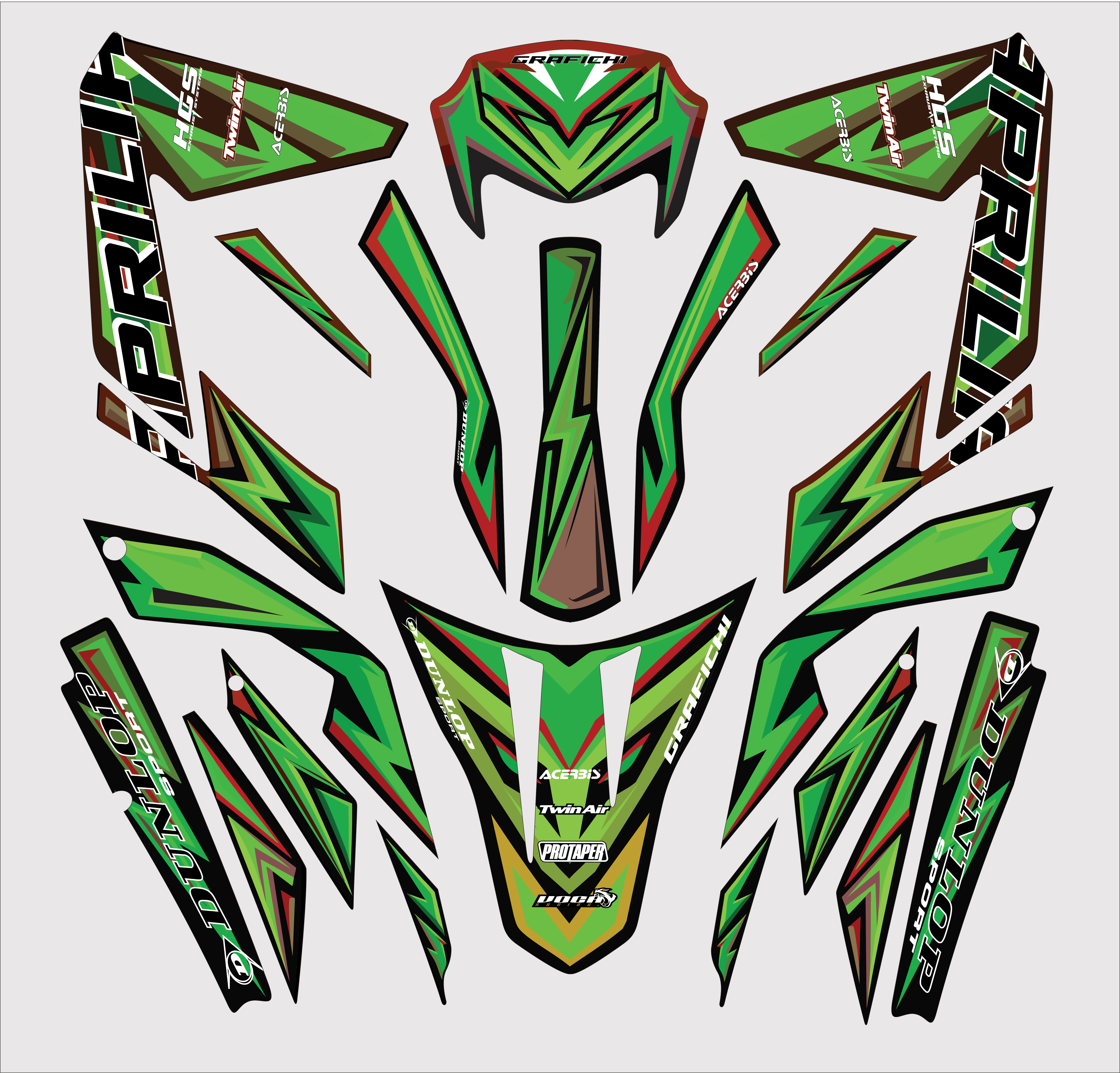 Green Aprilia SX50/ RX50 Graphic Kit | 2011-2017