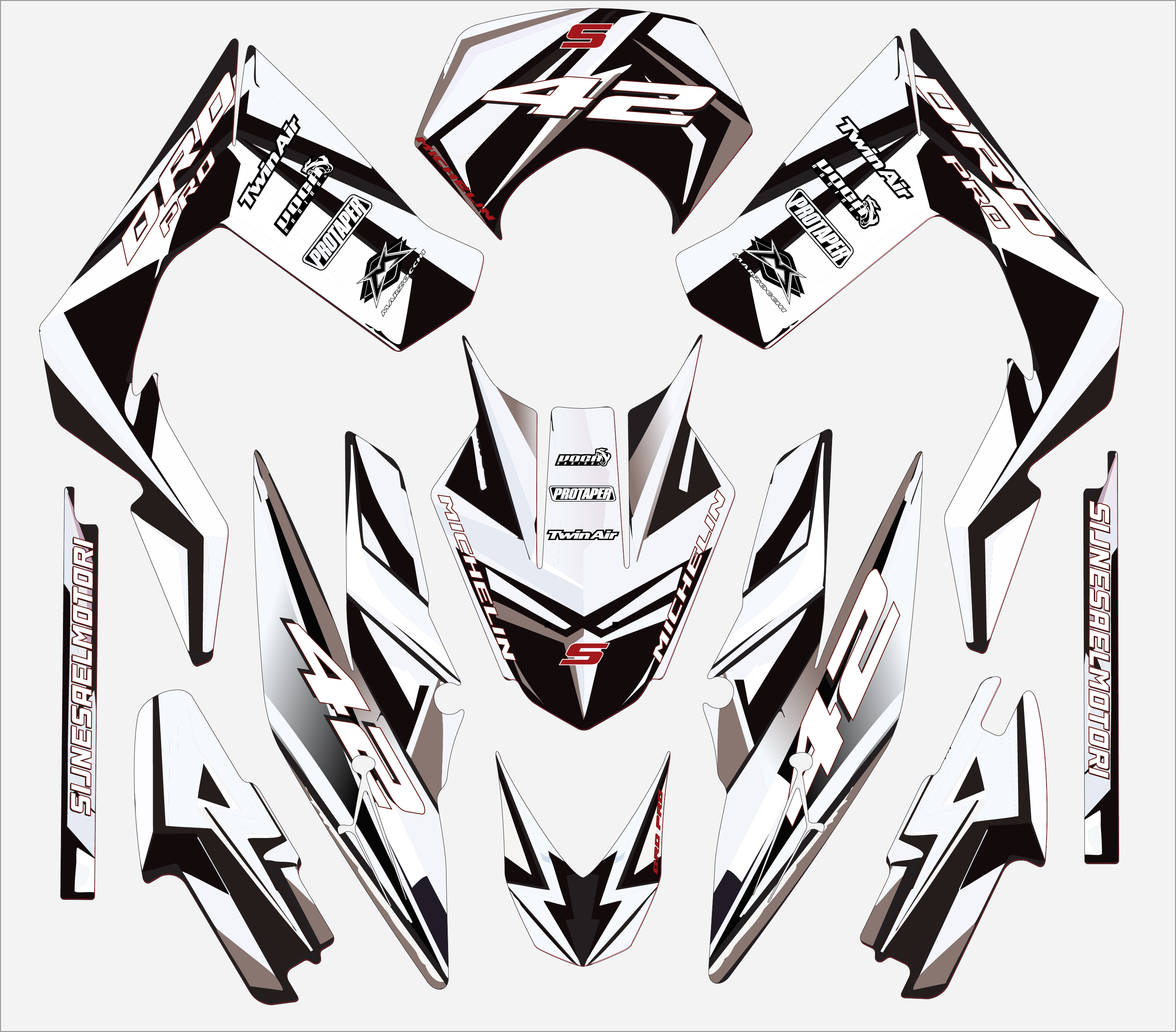 White Graphic Kit Derbi DRD Pro | 2006-2014