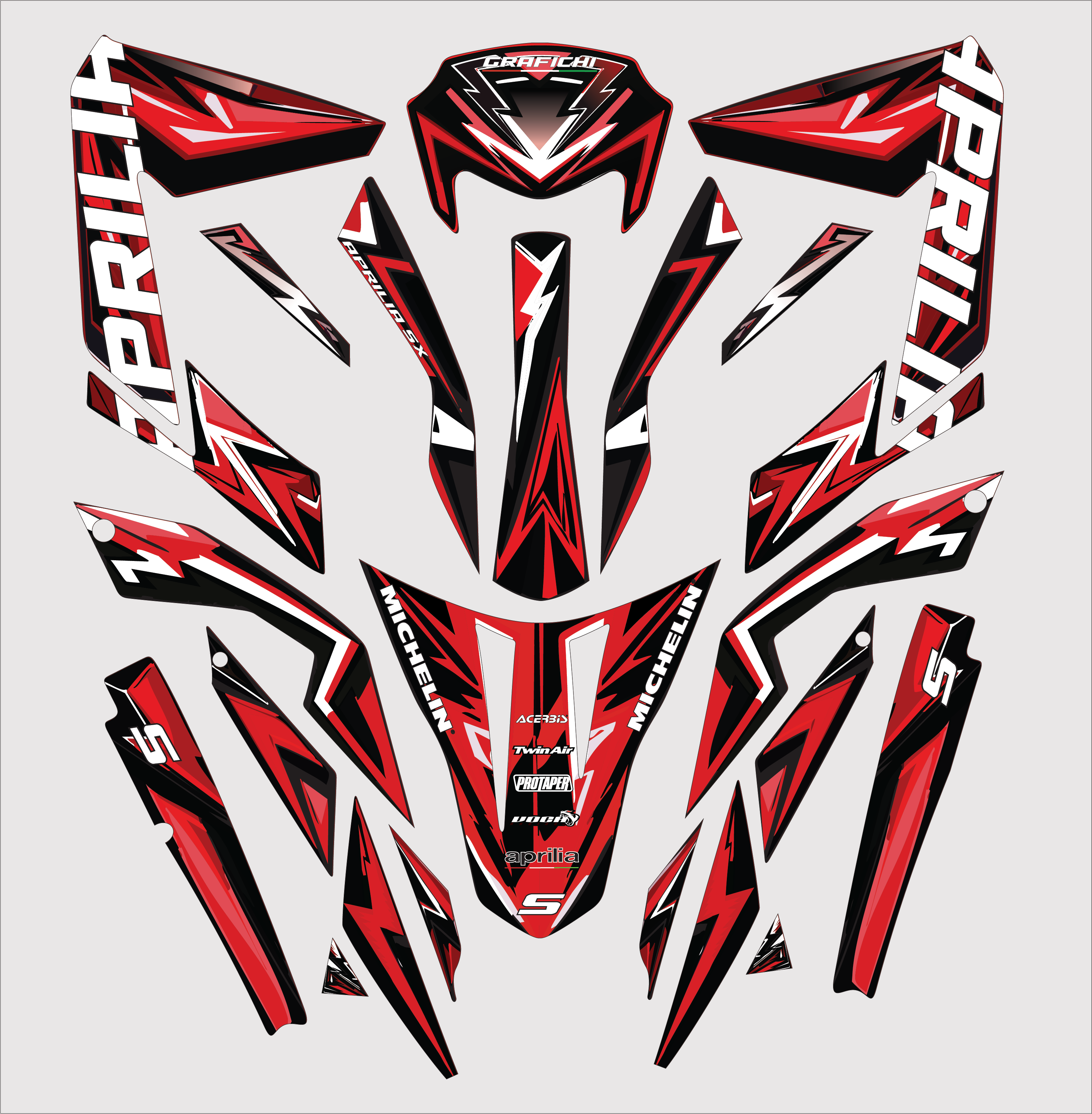 Red Aprilia SX50/ RX50 Graphic Kit | 2011-2017