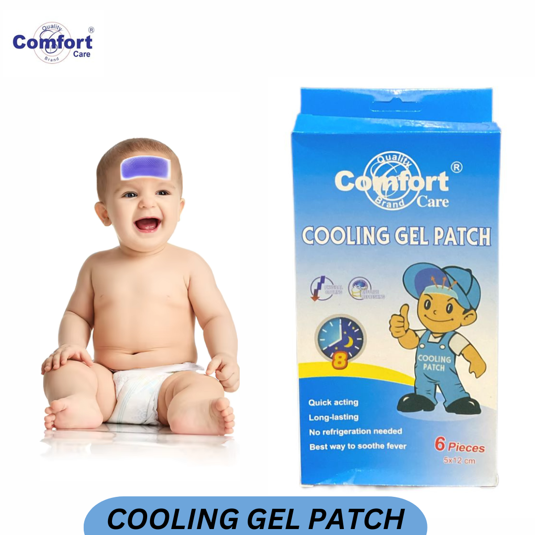 Comfort-Care Fever Cooling Gel Patch (6 Pieces) for Headache, Migraine Relief for Kids & Adults 