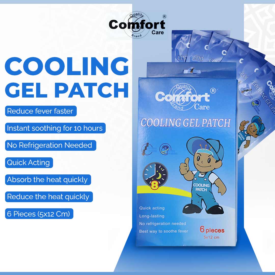 Comfort-Care Fever Cooling Gel Patch (6 Pieces) for Headache, Migraine Relief for Kids & Adults 