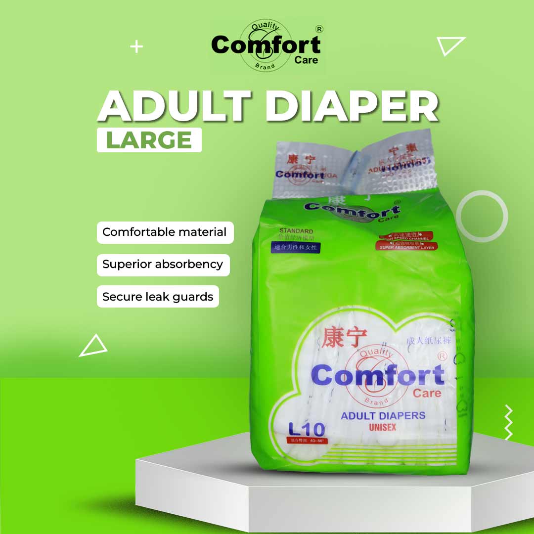 Comfort-Care Adult Patient Diapers Disposable 10 Diapers - Large size