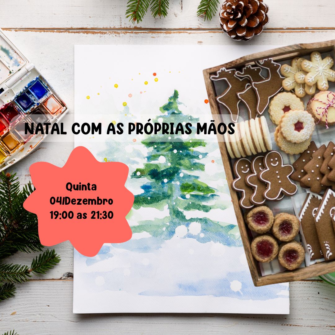 Experiência de Biscoitos Natalinos e Cartões em Aquarela