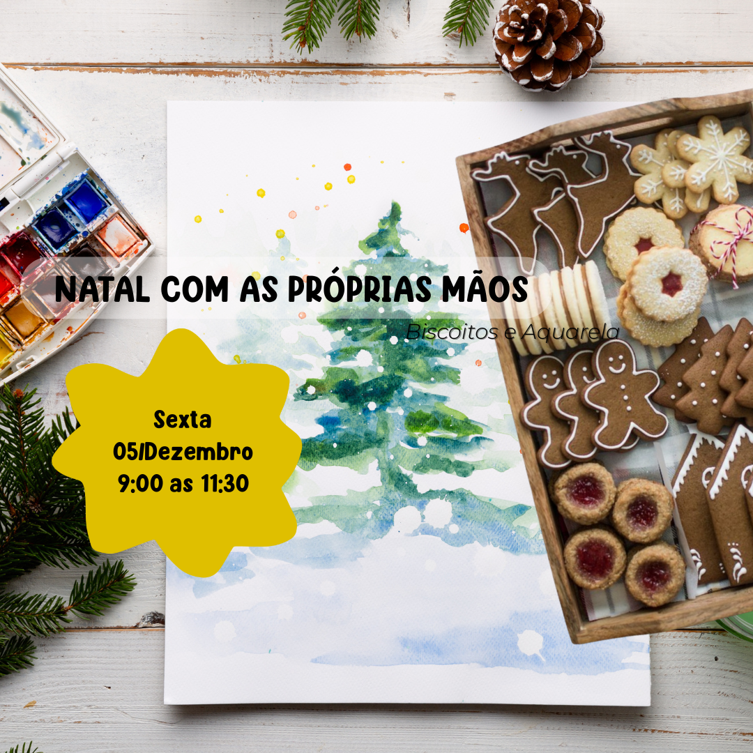Experiência de Biscoitos Natalinos e Cartões em Aquarela