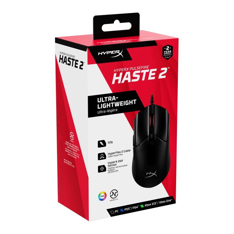HyperX Pulsefire Haste 2 - Ratón - óptico negro