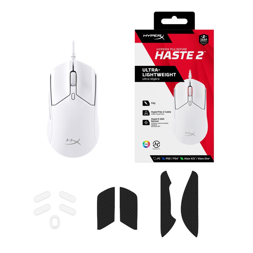 HyperX Pulsefire Haste 2 - Ratón - óptico blanco