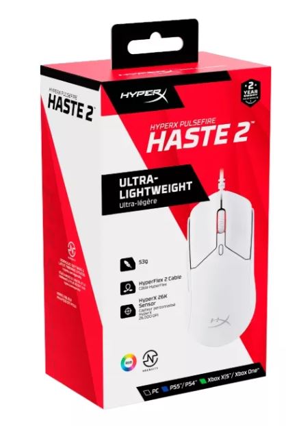 HyperX Pulsefire Haste 2 - Ratón - óptico blanco