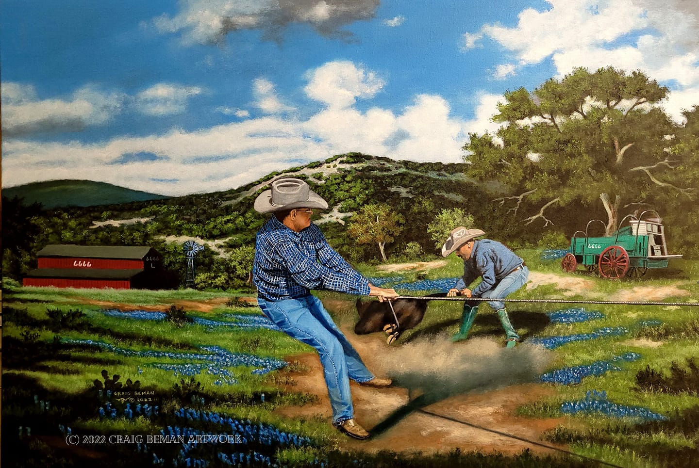 Bluebonnet Branding Original Oil on Canvas