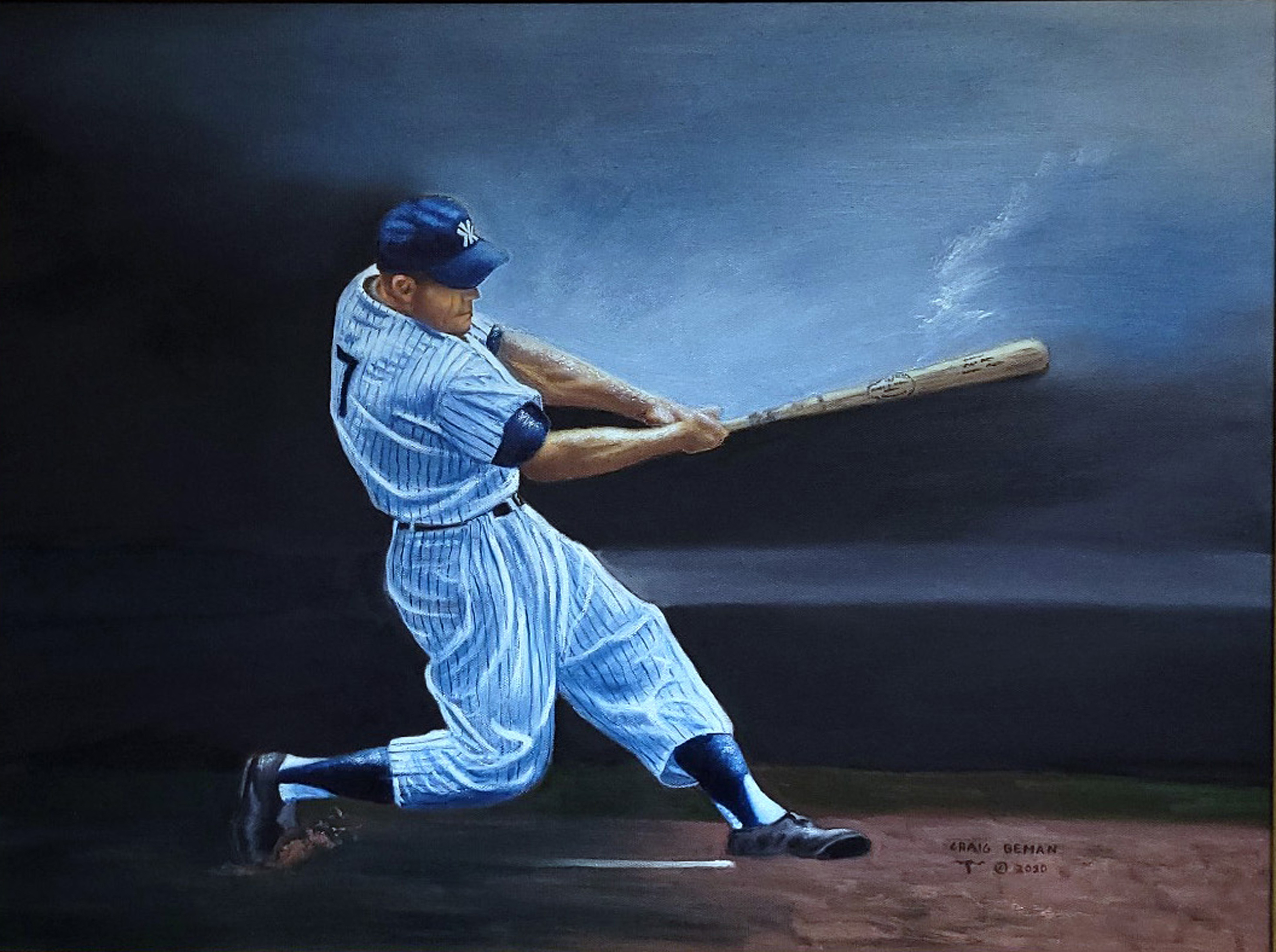 Mickey Mantle Original Oil on Canvas