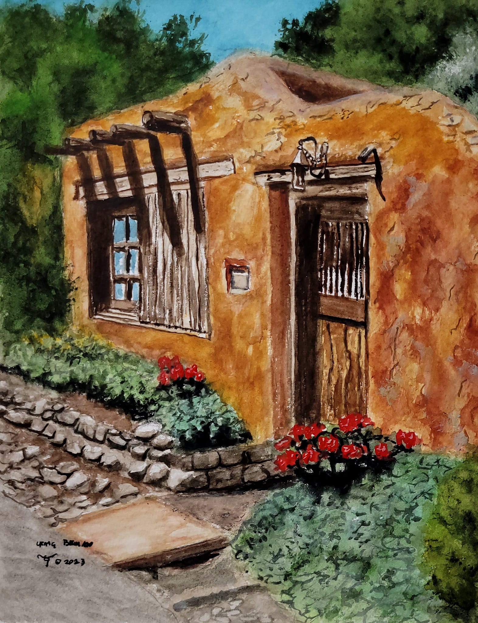 Adobe Door Original Watercolor