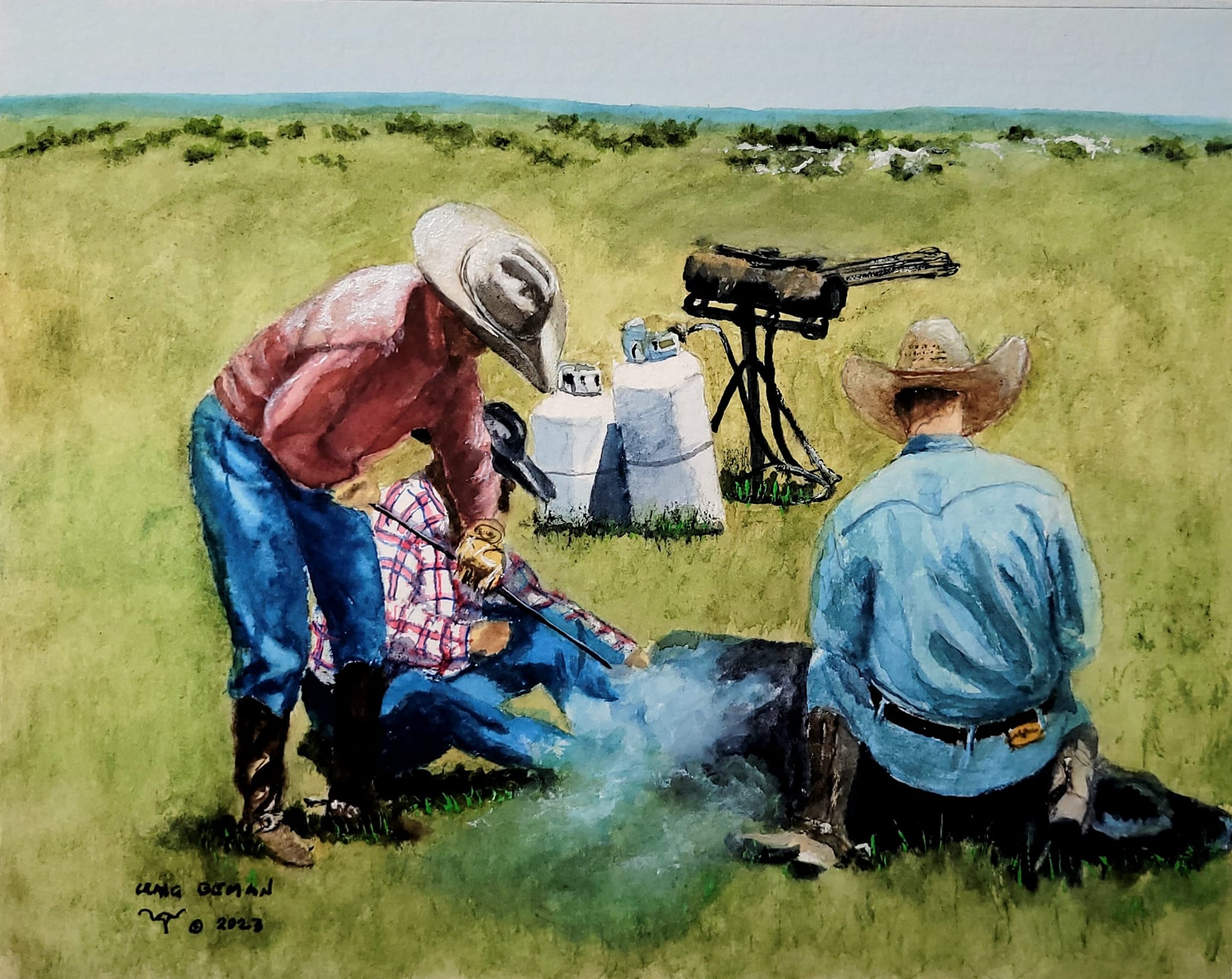 Brandin' With Boots Original Watercolor