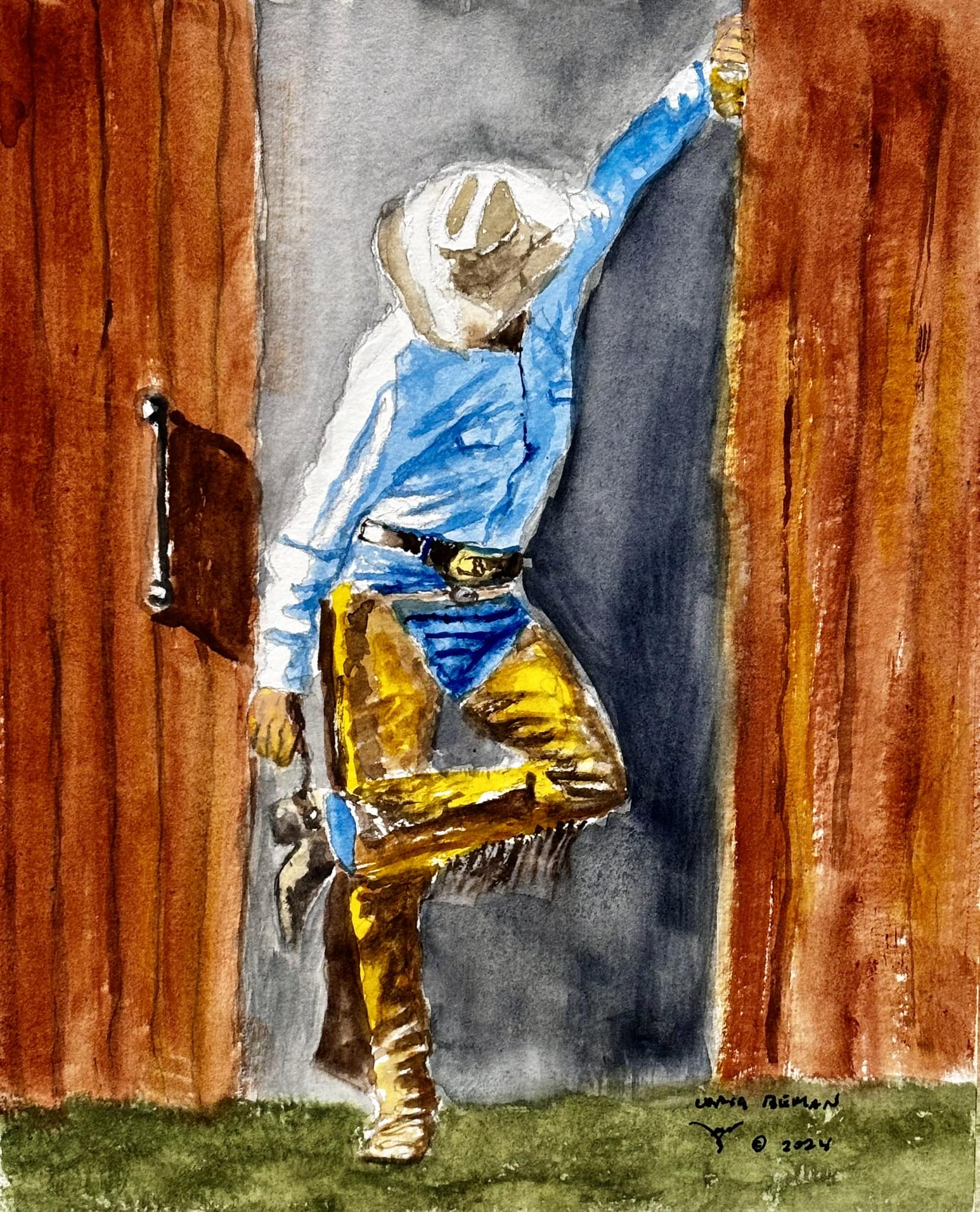 Checkin' Iron Original Watercolor Painting