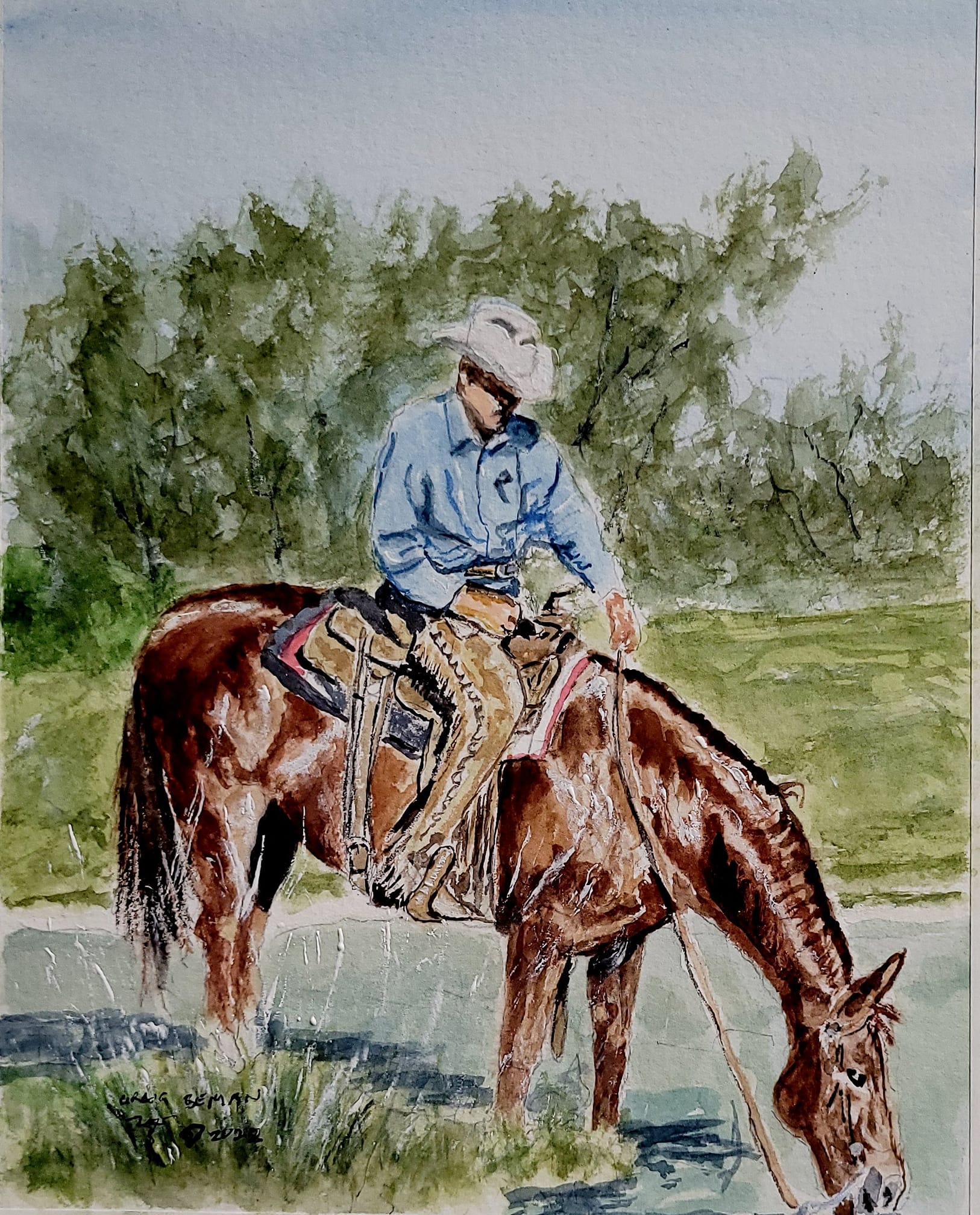 Come and Drink Original Watercolor Painting