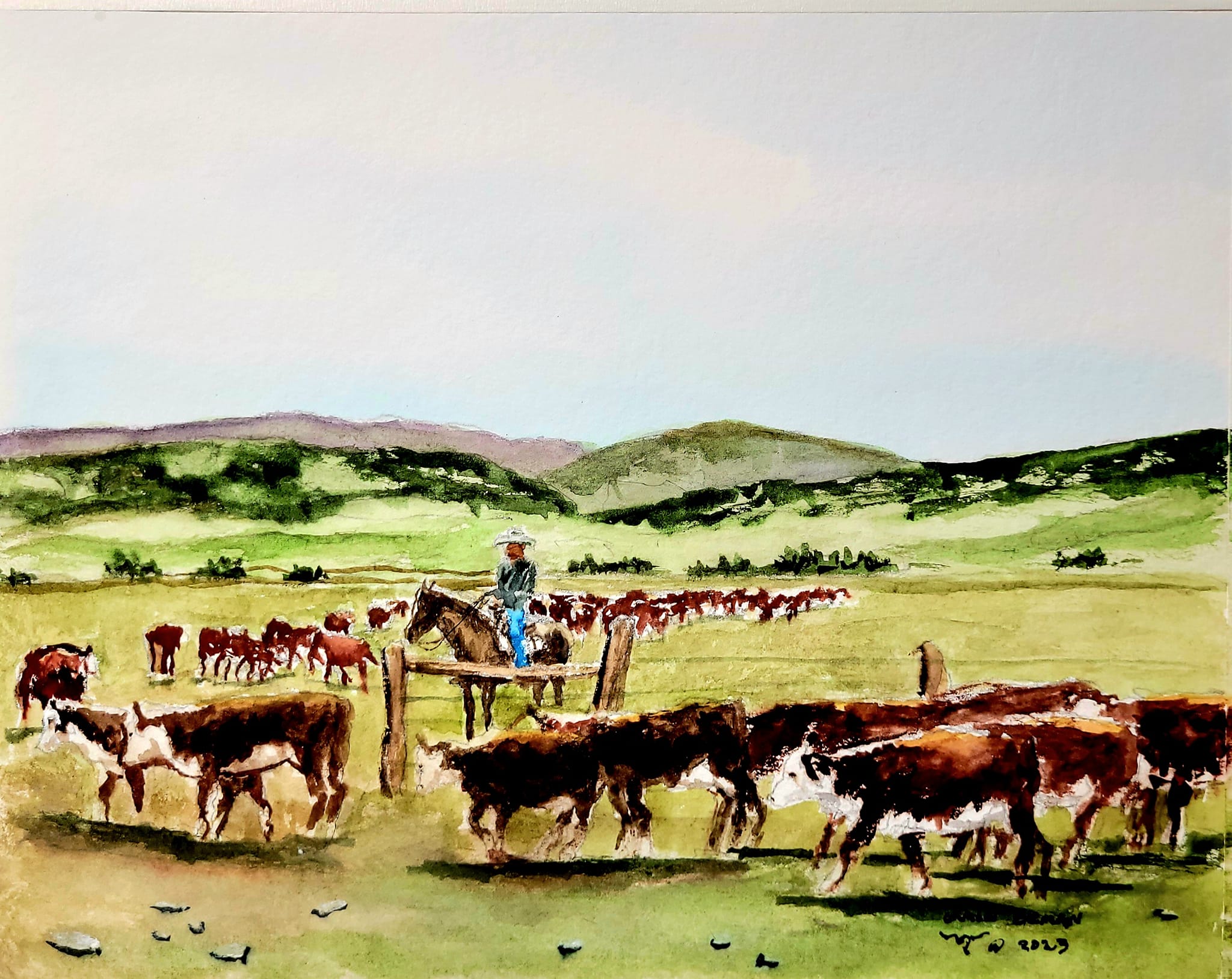 Counting Them Out Original Watercolor Painting