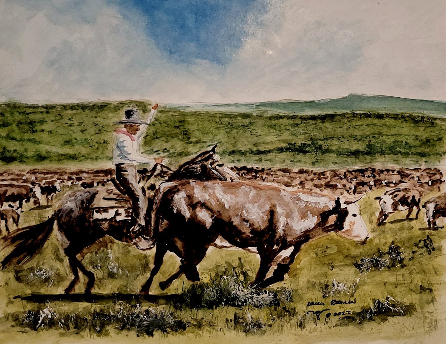 Cutting Out The Dry's Original Watercolor Painting