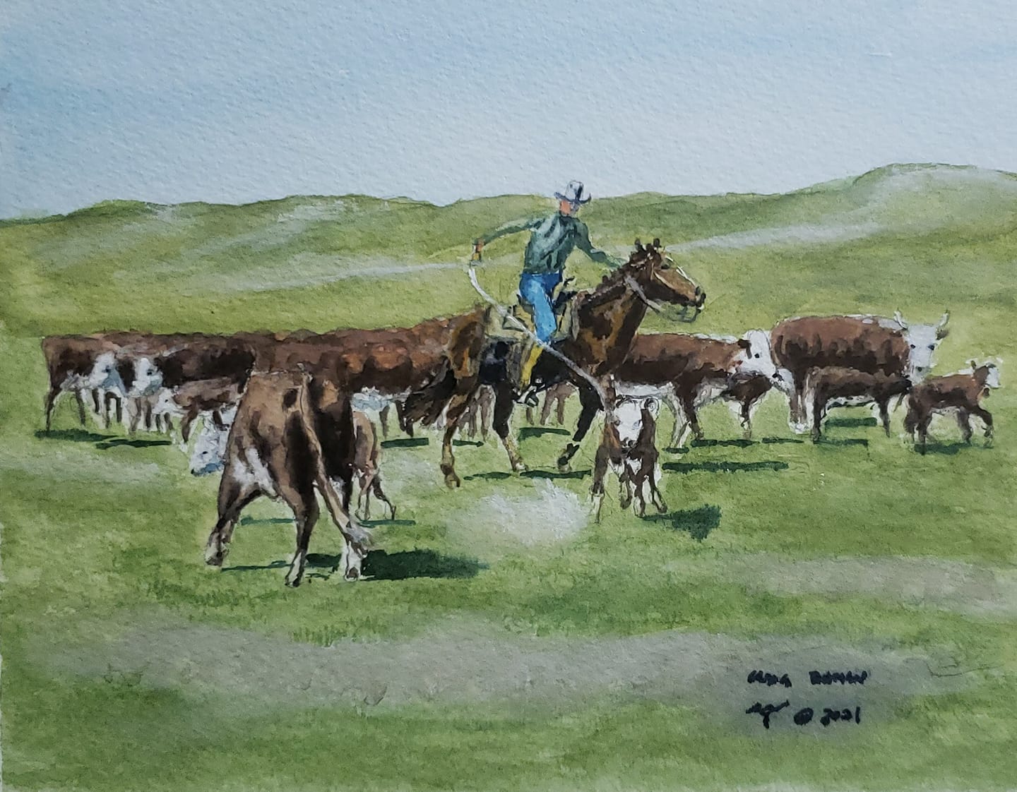 Gotcha Original Watercolor Painting