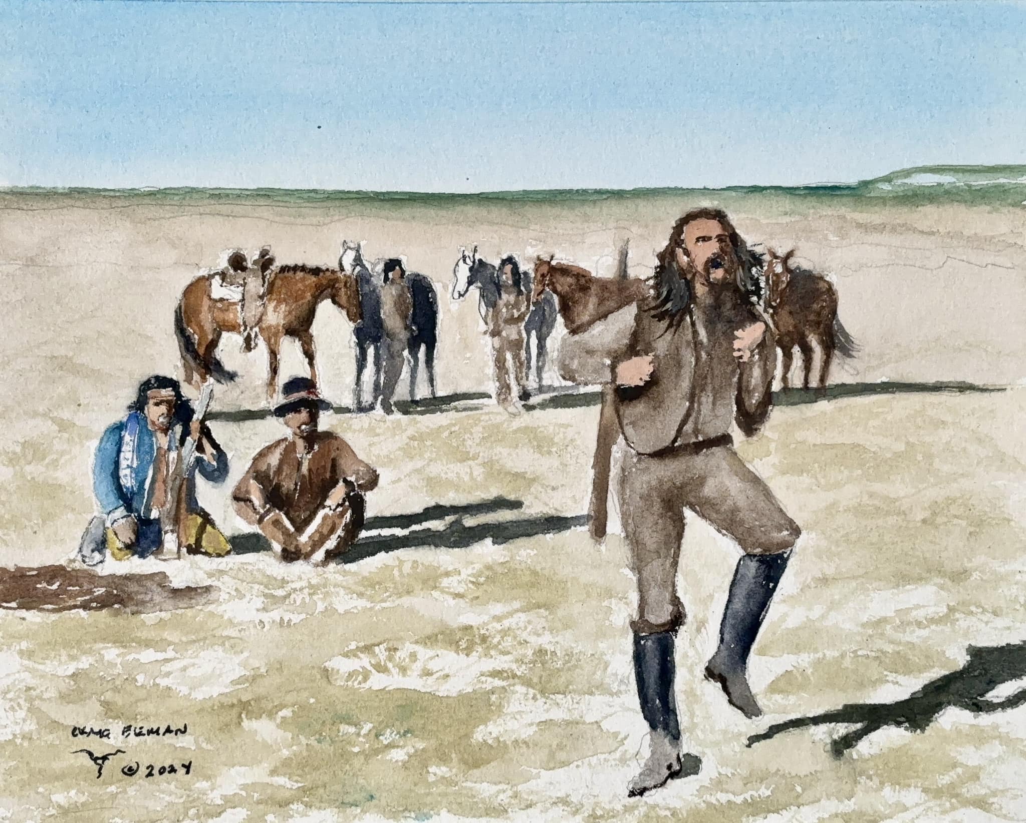 Lonesome Dove Original Watercolor Painting