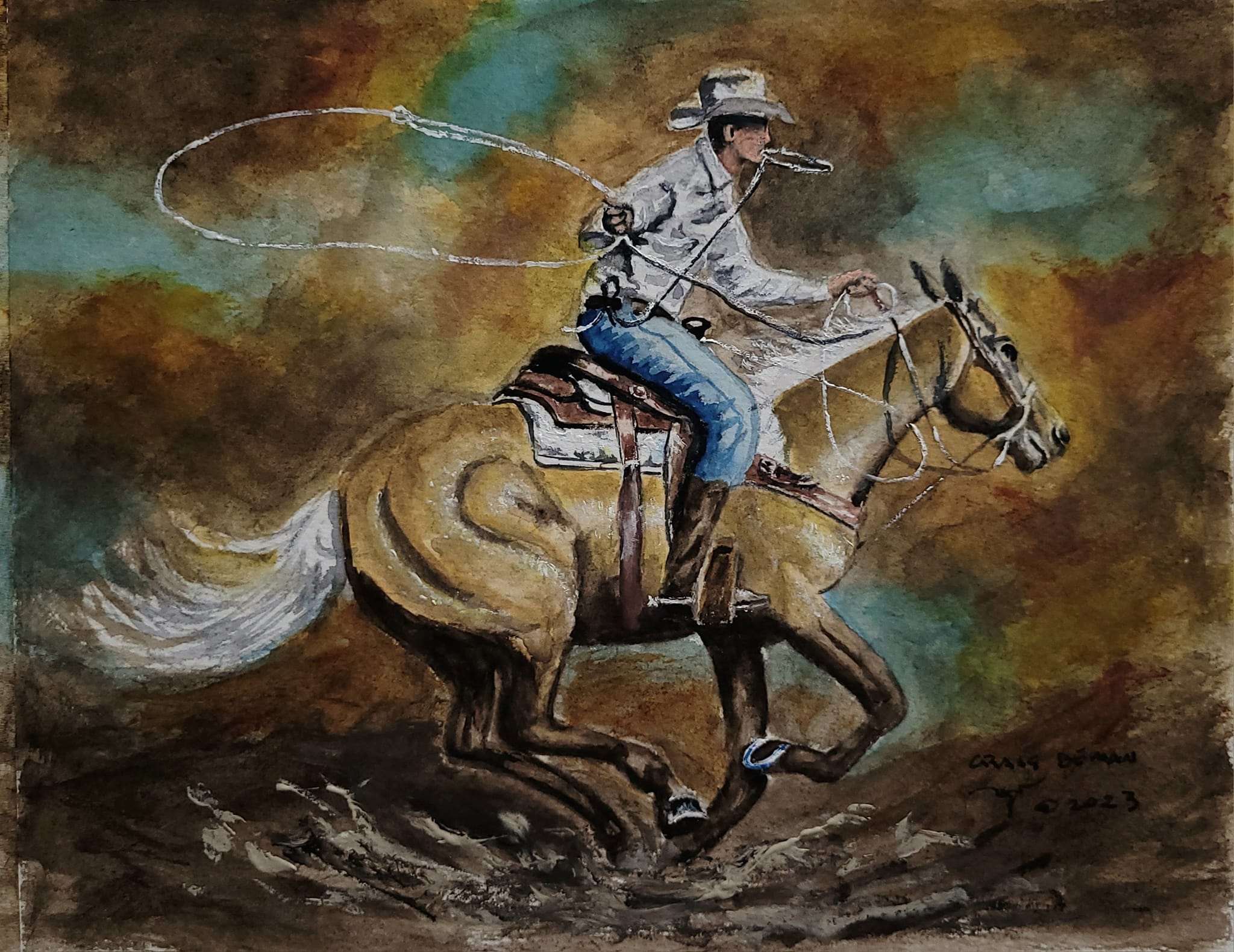 Old School Original Watercolor Painting