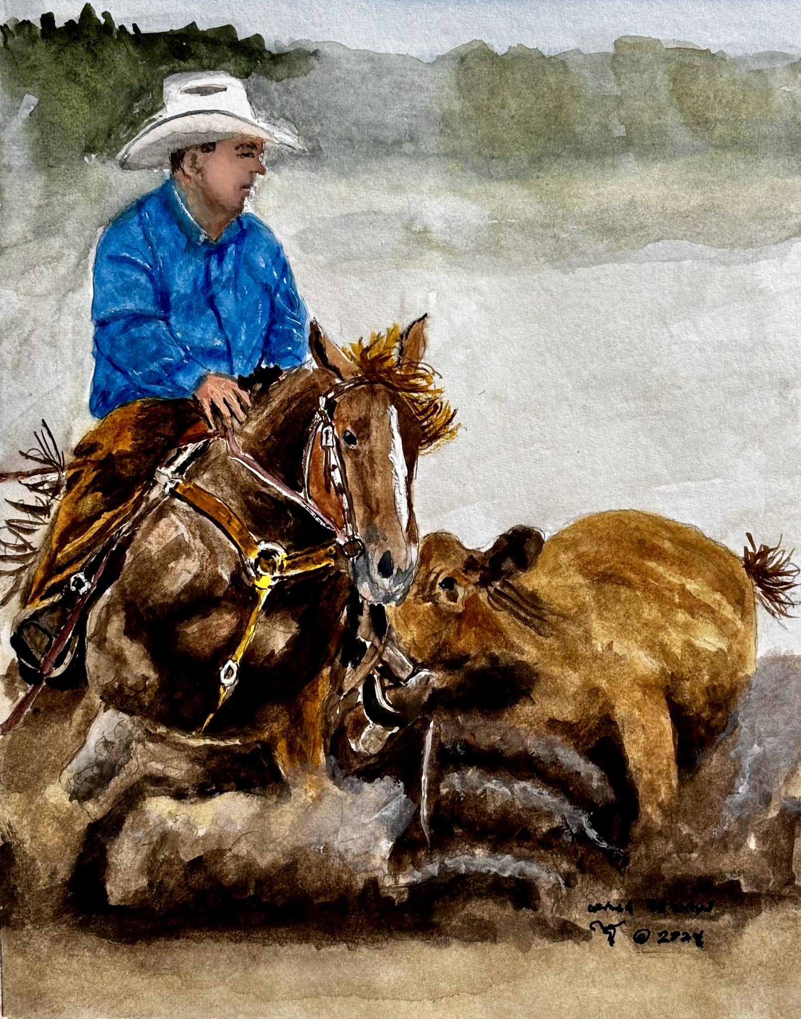 Opposition Original Watercolor Painting