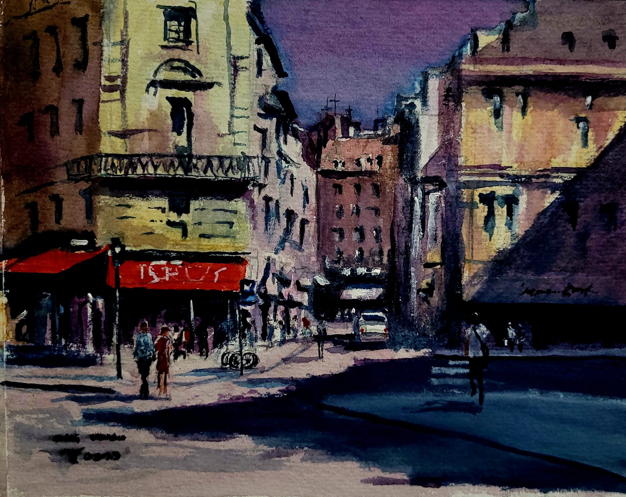 Study In Paris Original Watercolor Painting