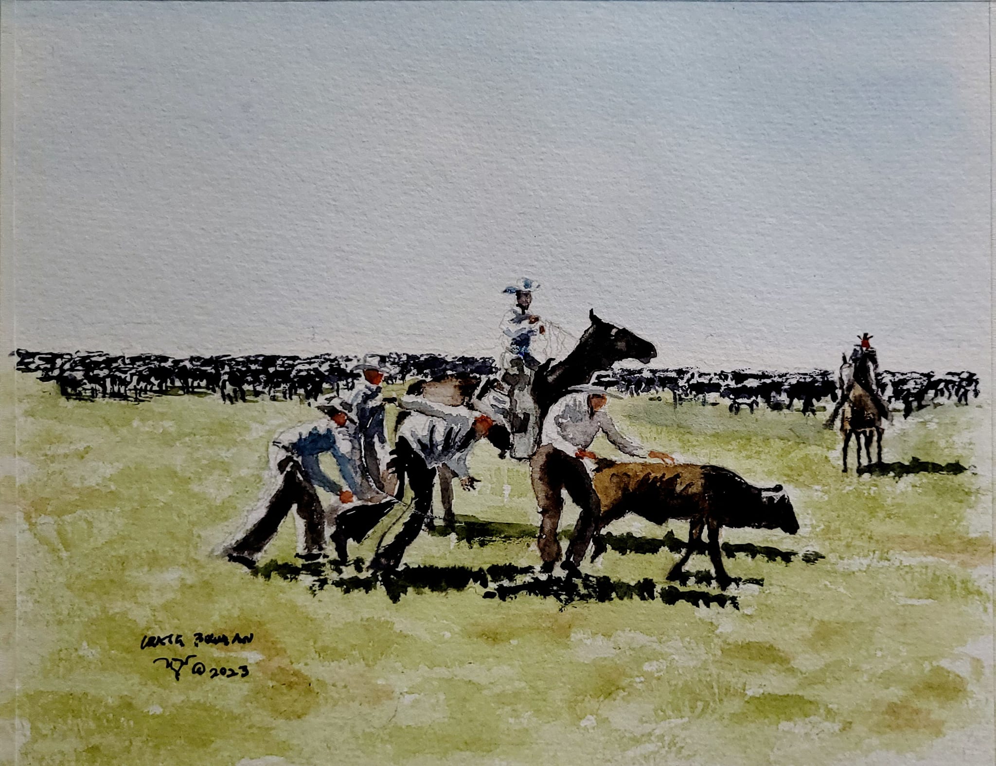 The Boys Original Watercolor Painting