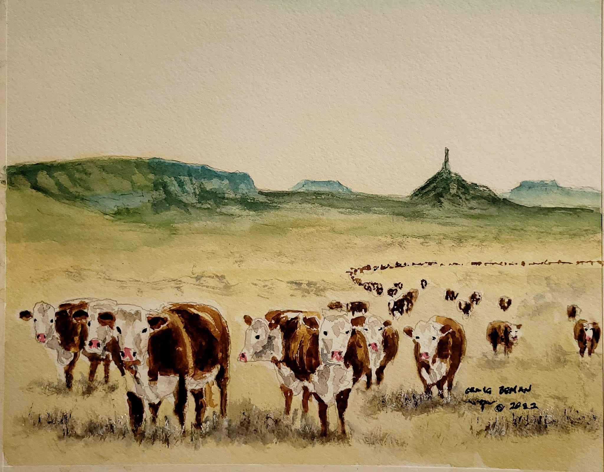 The Hereford Trail Original Watercolor Painting