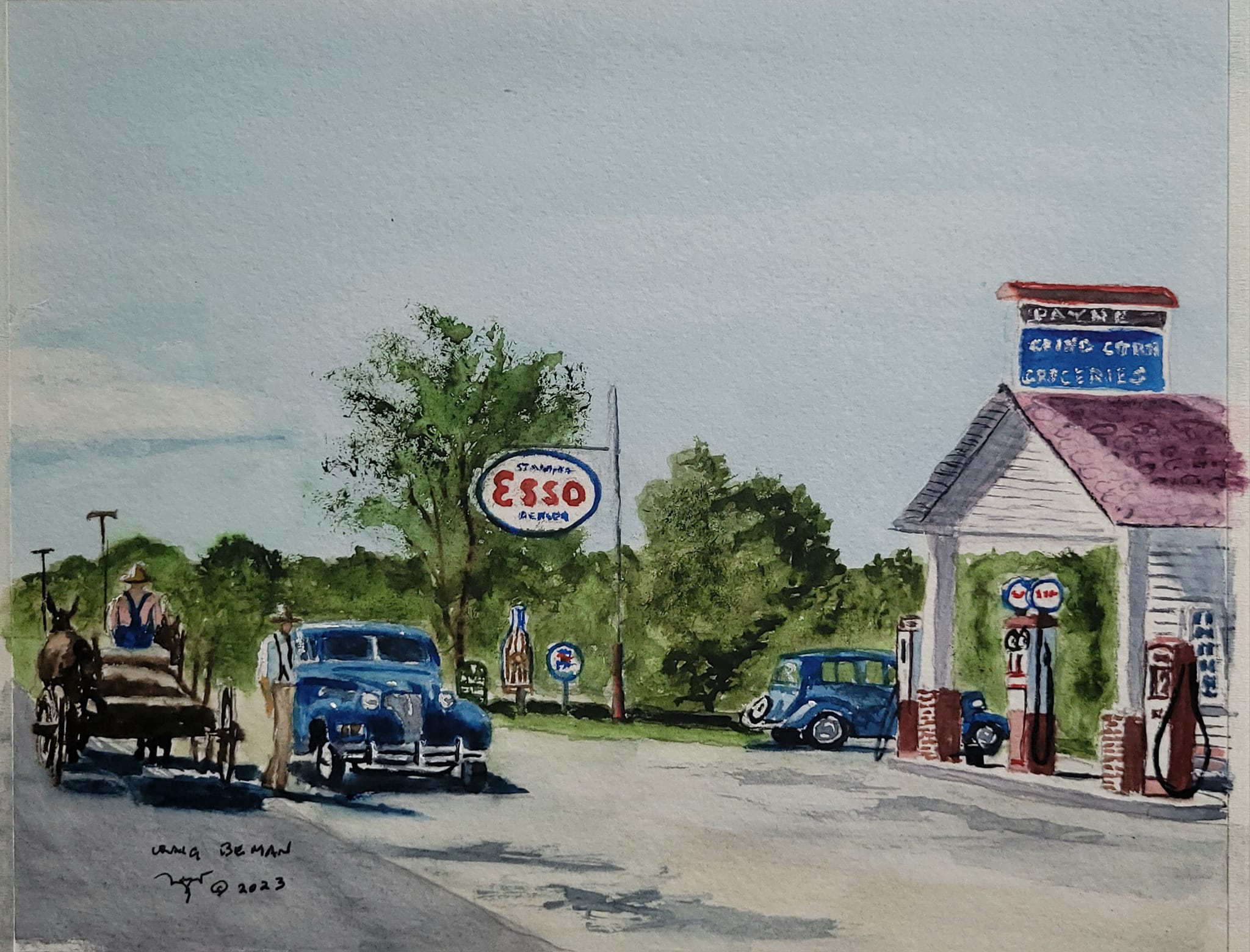 Where Mules Still Trod Original Watercolor Painting