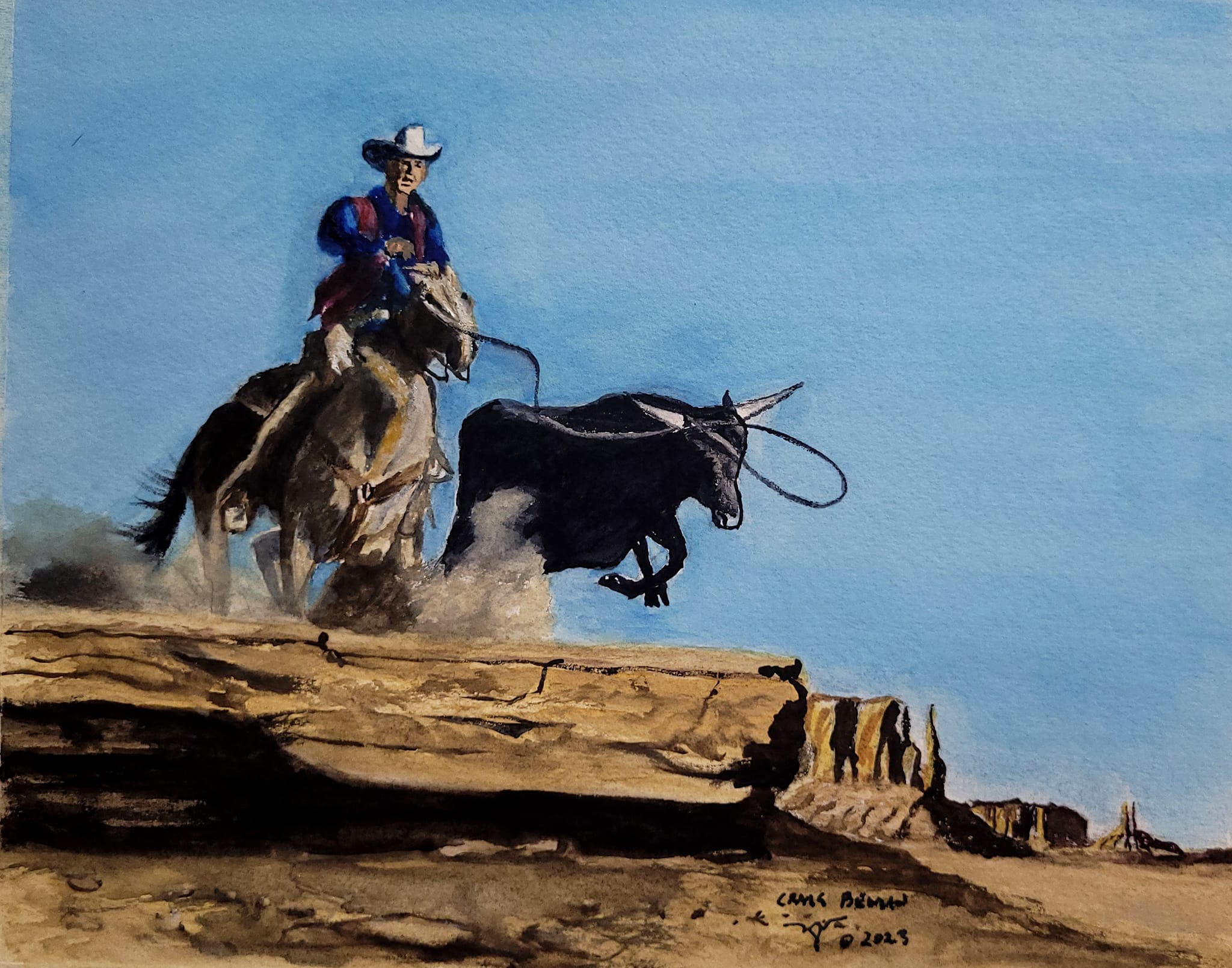 Whoa There Little Doggie Original Watercolor Painting