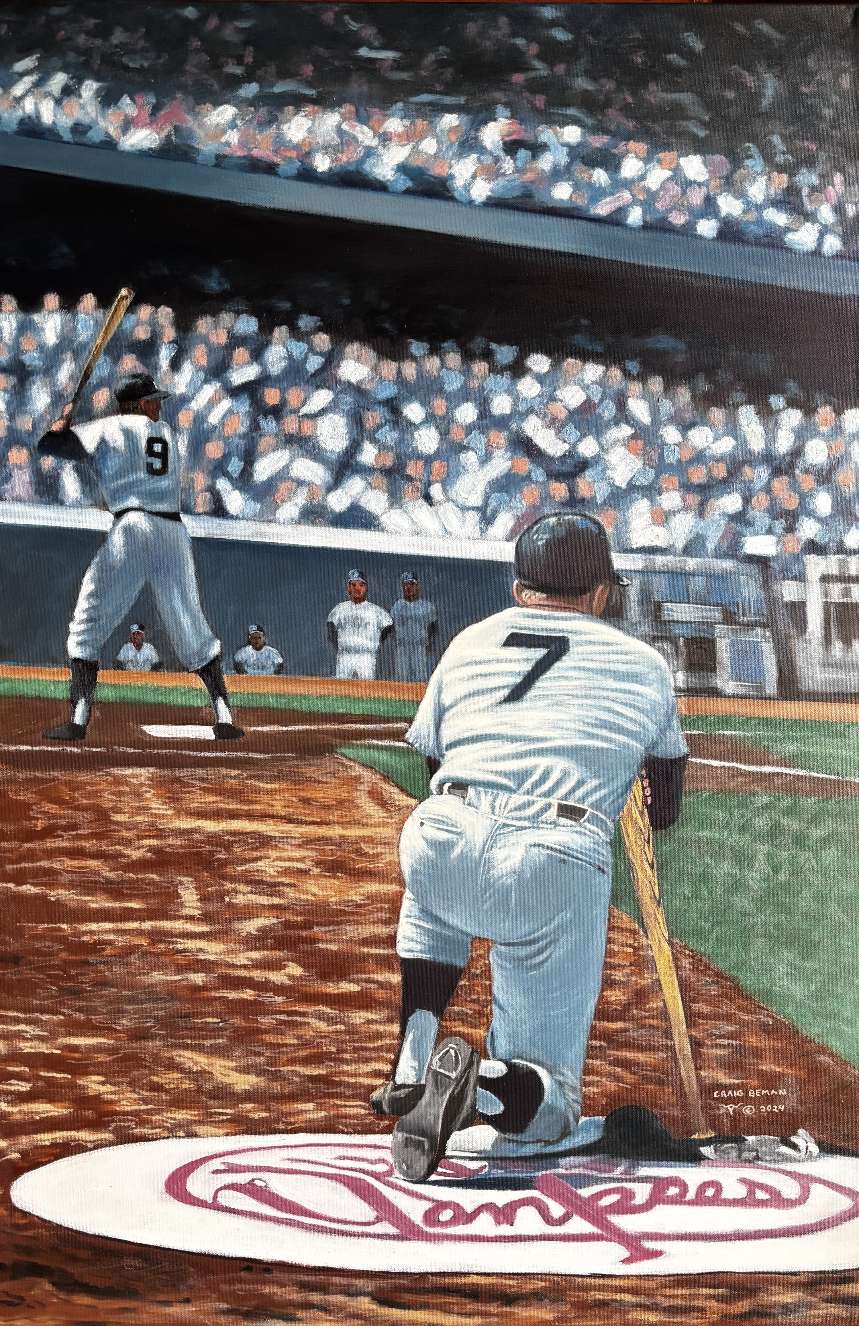 Waiting - Mickey Mantle Original Oil on Canvas