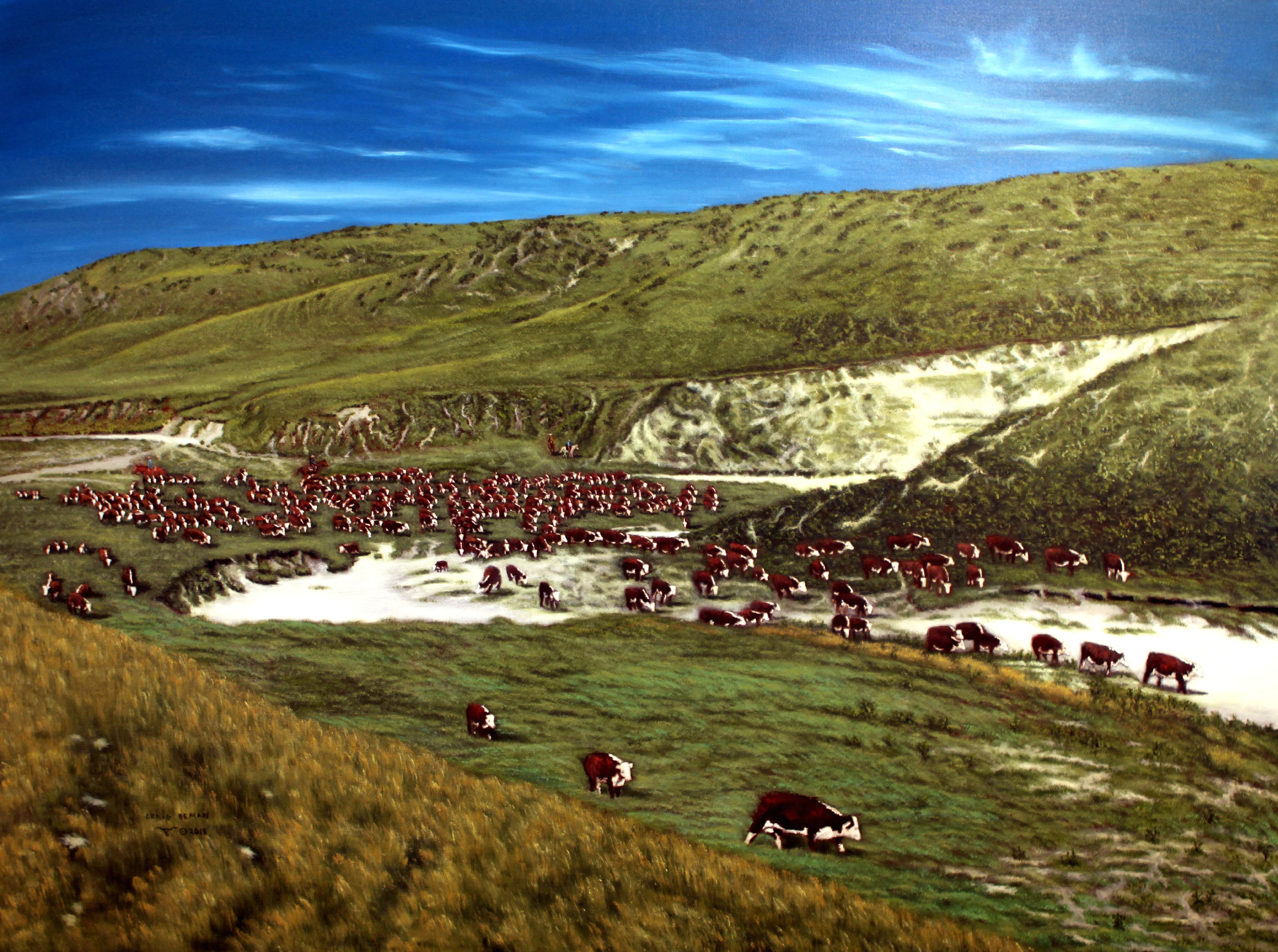 God's Own Cow Country Original Oil On Canvas